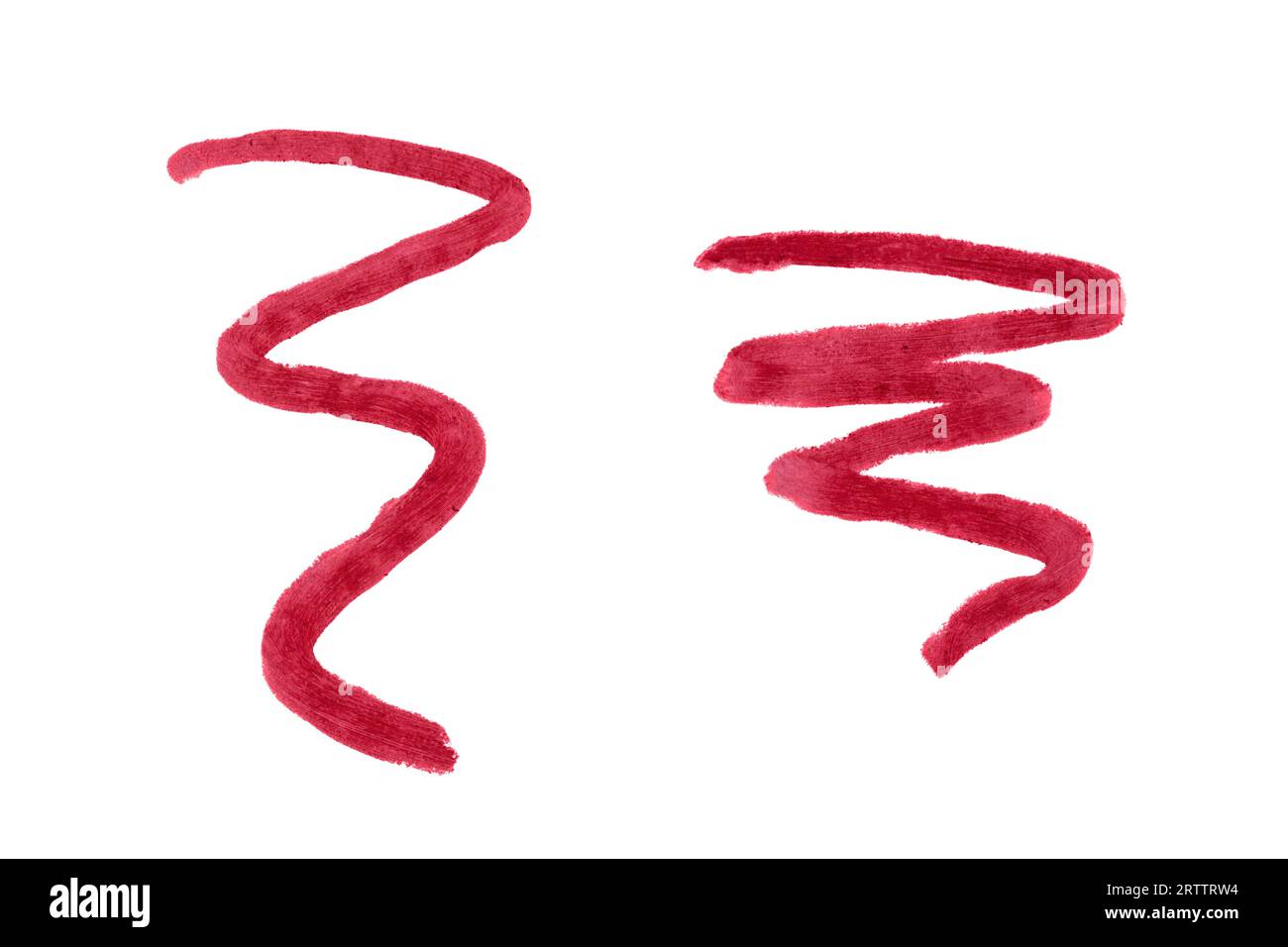 Trait rouge à lèvres isolé sur fond blanc. Trait de crayon à lèvres pour le design. Banque D'Images