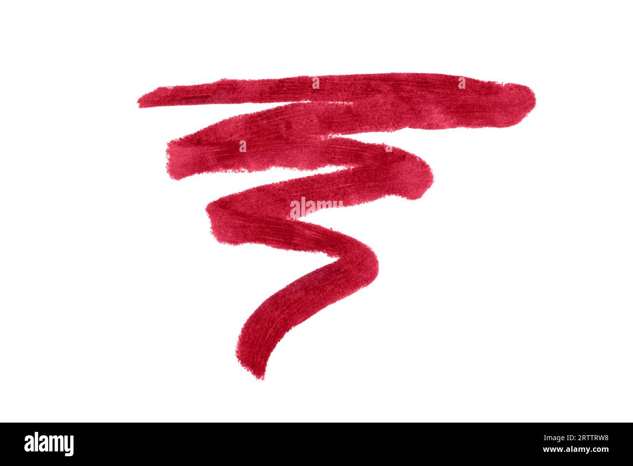 Trait rouge à lèvres isolé sur fond blanc. Trait de crayon à lèvres pour le design. Banque D'Images