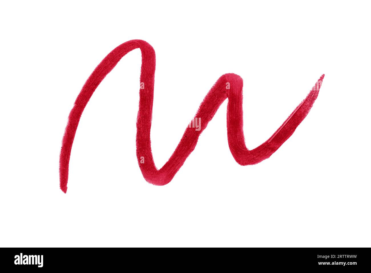 Trait rouge à lèvres isolé sur fond blanc. Trait de crayon à lèvres pour le design. Banque D'Images