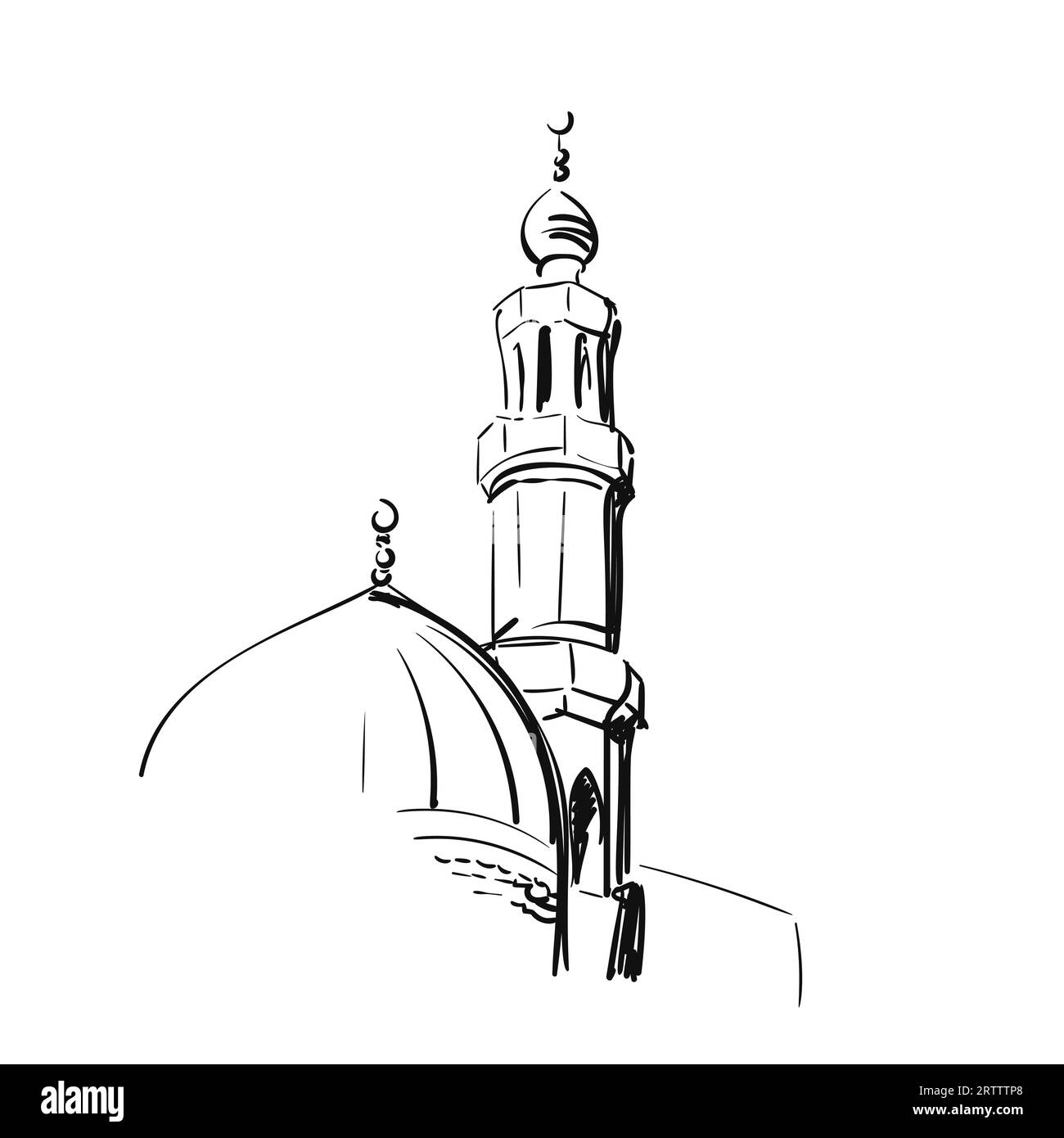 Dessin vectoriel de minaret de mosquée illustration dessinée à la main d'architecture islamique Illustration de Vecteur