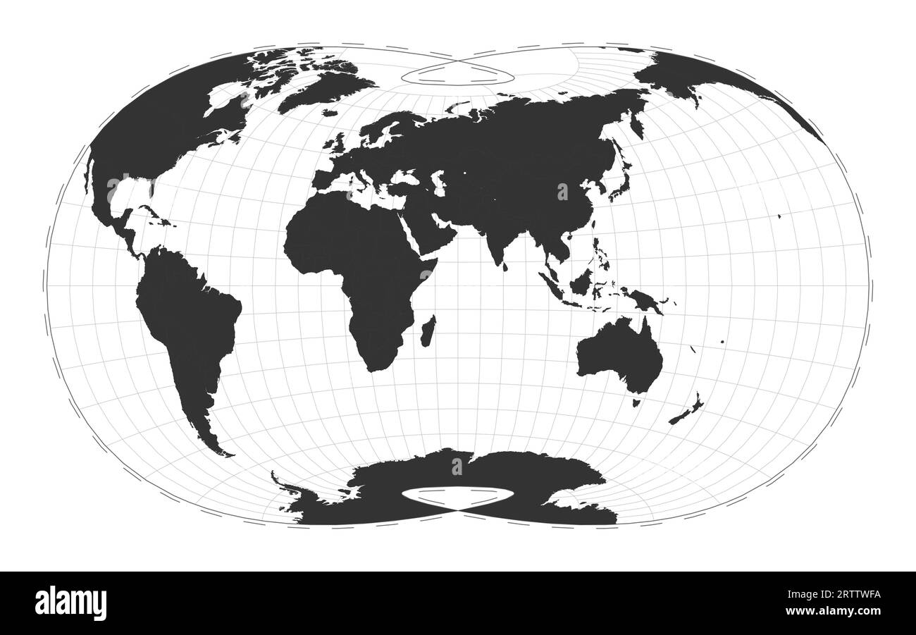 Carte vectorielle du monde utilisant la projection tri-optimale de Laskowski. Illustration de Vecteur