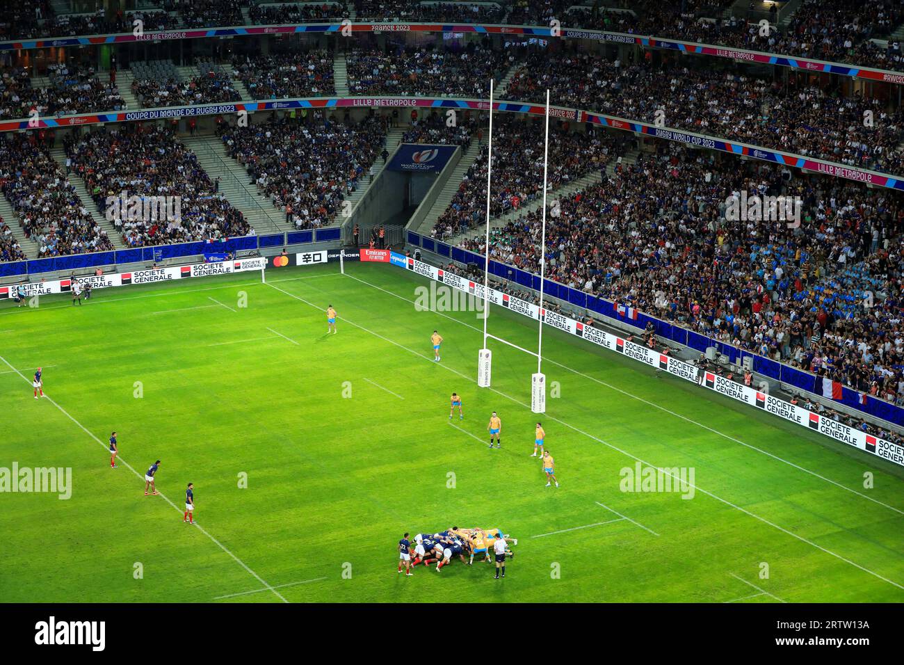 Lille, France. 14 septembre 2023. Vue générale d'une mêlée d'Uruguay lors du match de coupe du monde de rugby entre la France et l'Uruguay au Stade Pierre Mauroy le 14 septembre 2023 à Lille, France. Photo Baptiste Paquot/ABACAPRESS.COM crédit : Abaca Press/Alamy Live News Banque D'Images