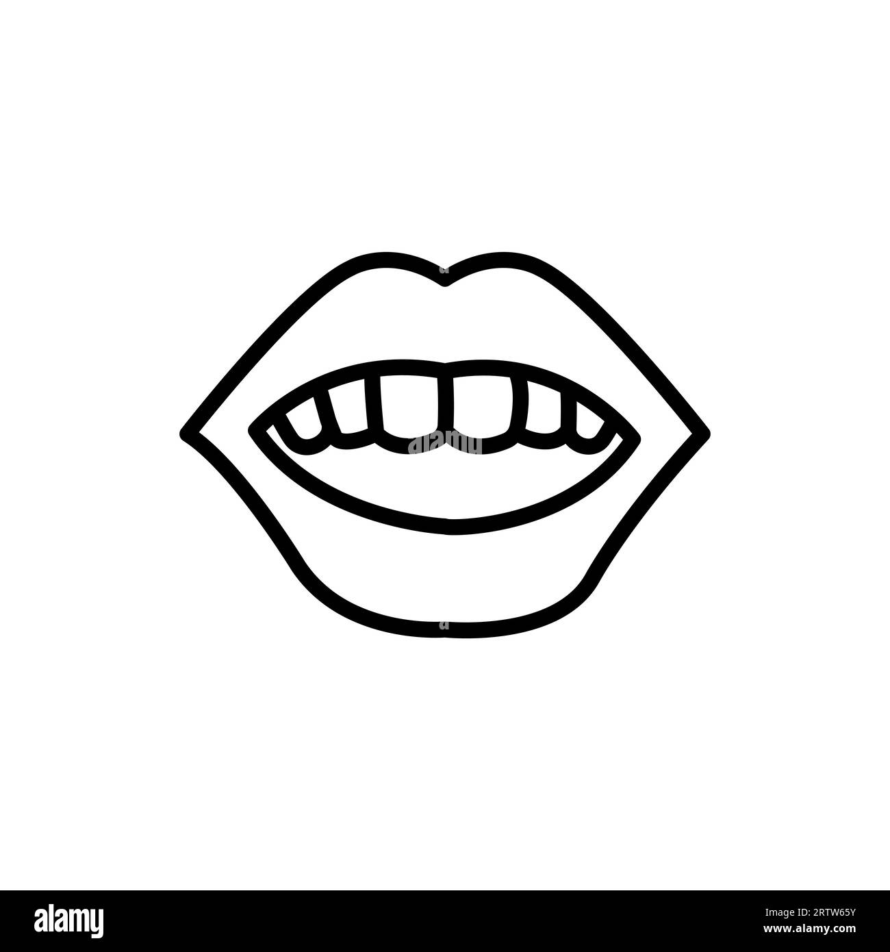 Belle icône de ligne de sourire saine, concept international de jour de dentiste, signe de sourire de dents blanches sur fond blanc, icône de dents saines dans le style de contour pour M. Illustration de Vecteur