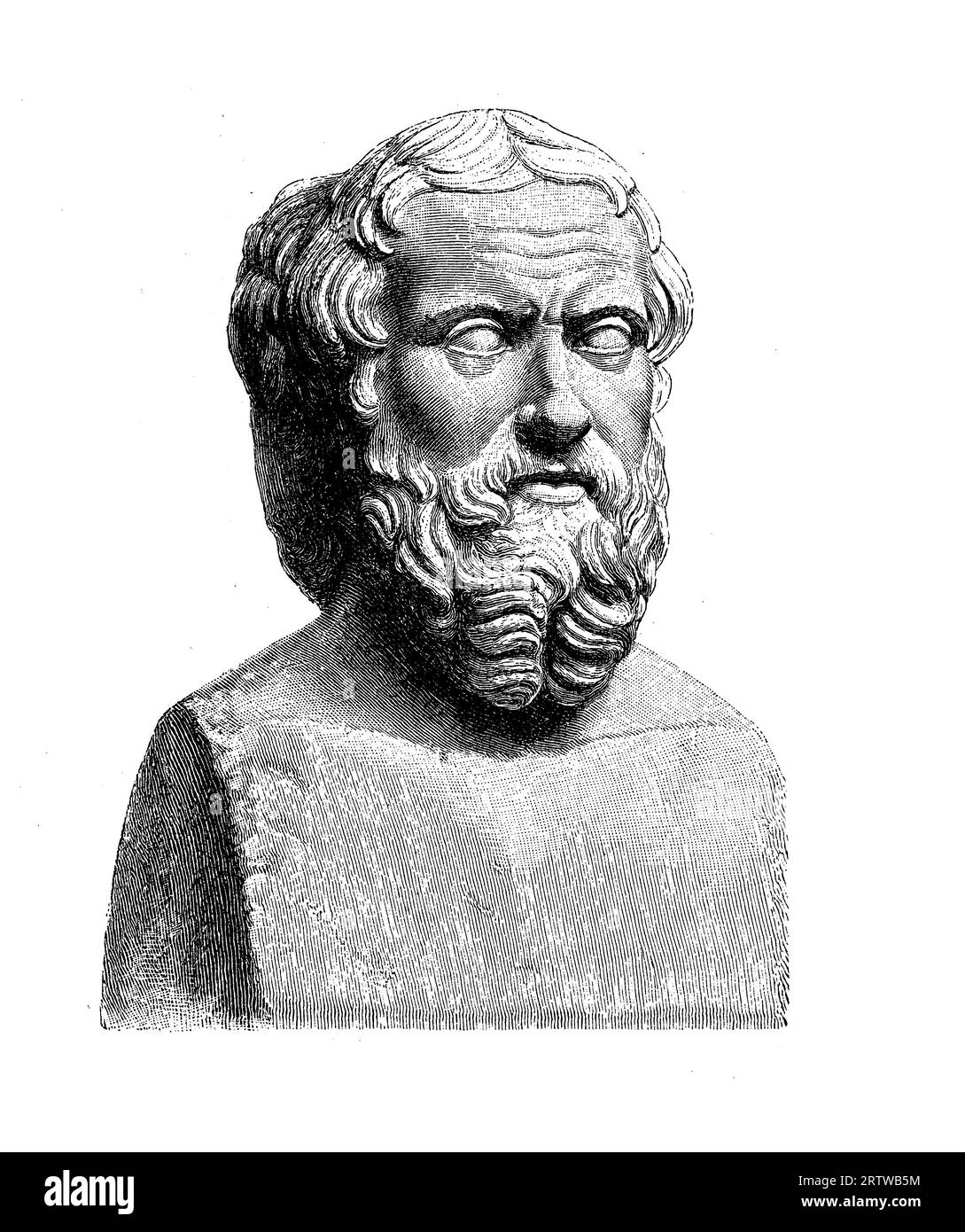Hérodote (c. 484-425 av. J.-C.) historien grec ancien qui est souvent désigné comme le «Père de l'Histoire». Hérodote est connu pour son œuvre monumentale appelée « les histoires » ou « les guerres perses » Banque D'Images