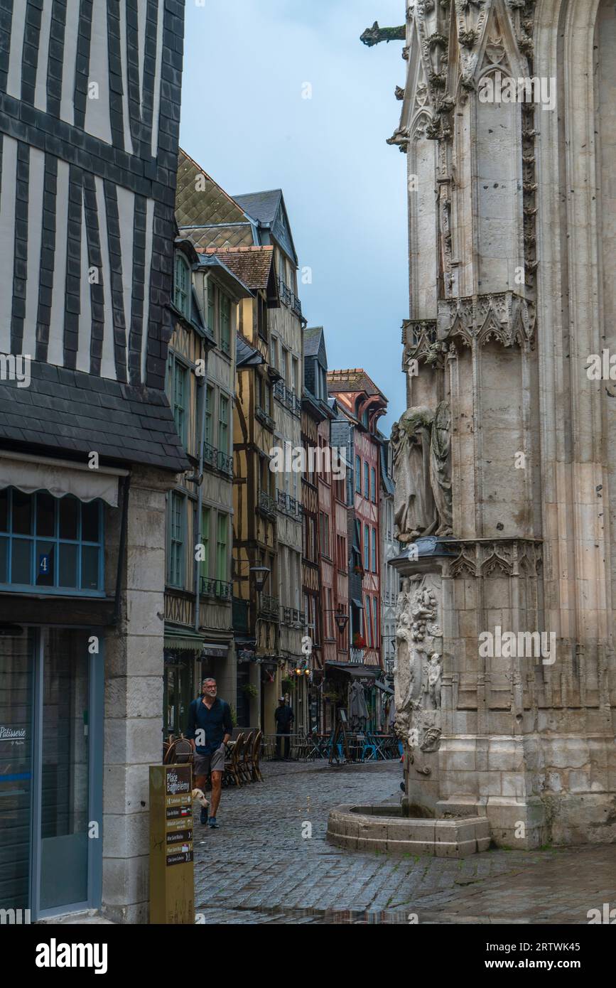 Rues étroites de Rouen Banque D'Images