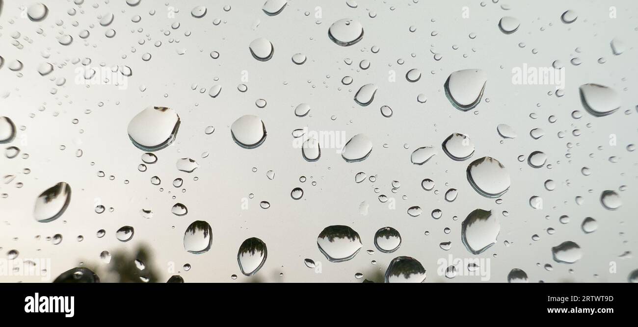 Gouttes de pluie sur la fenêtre. Pleuvoir. Gros plan des gouttes de pluie. Banque D'Images