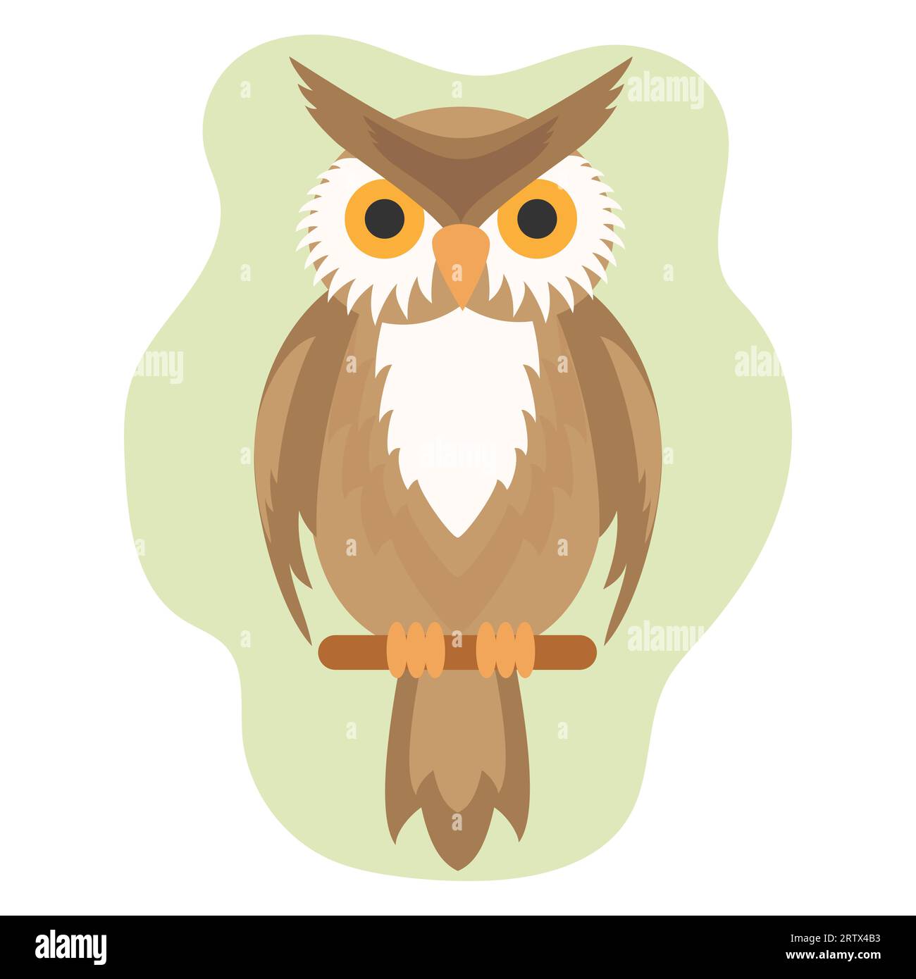 Un hibou sur une branche. Imprimé plat Illustration de Vecteur