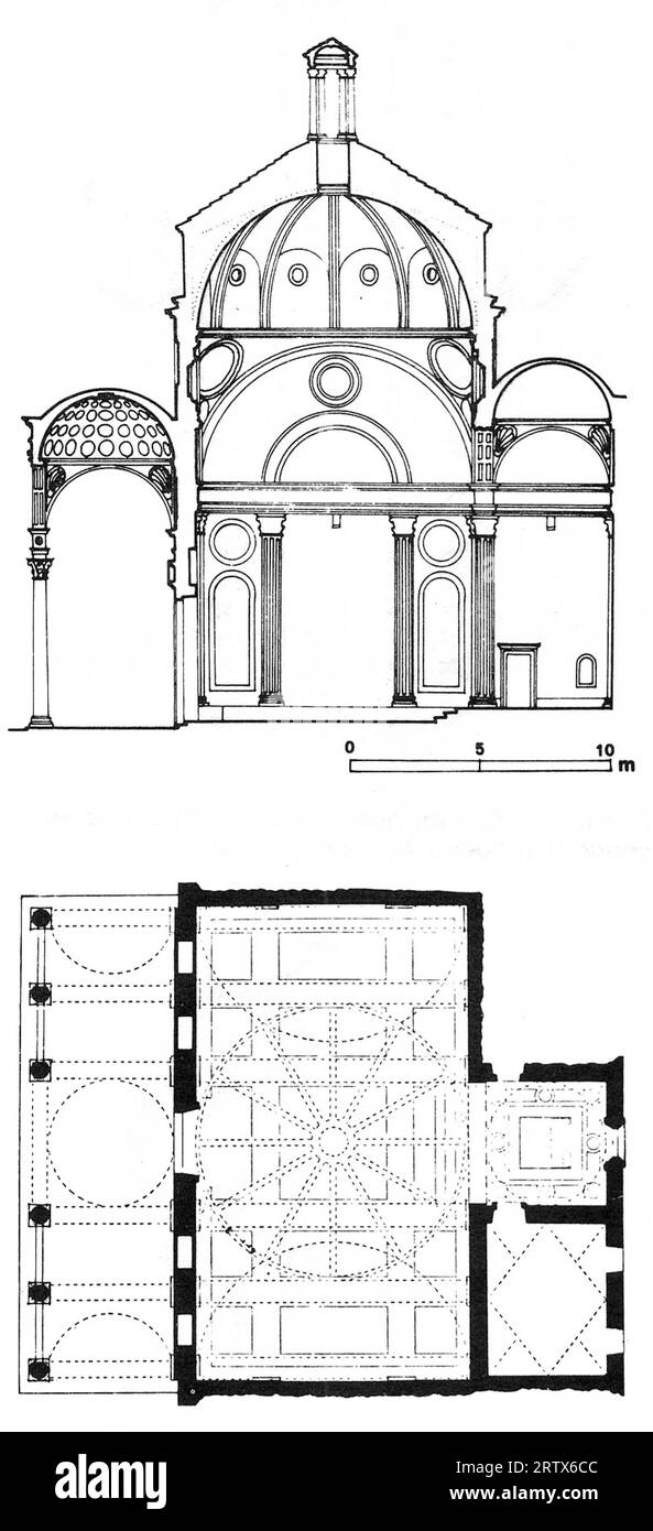 Chapelle Pazzi, construite dans les années 400 par Filippo Brunelleschi Banque D'Images