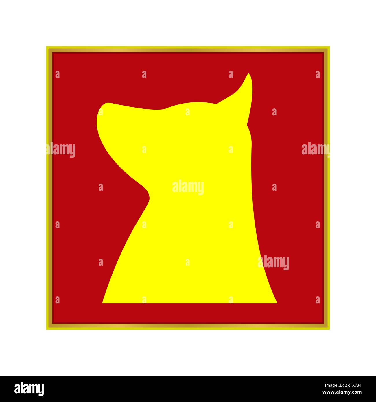 Silhouette et portrait d'un chien dans un cadre. Illustration de Vecteur