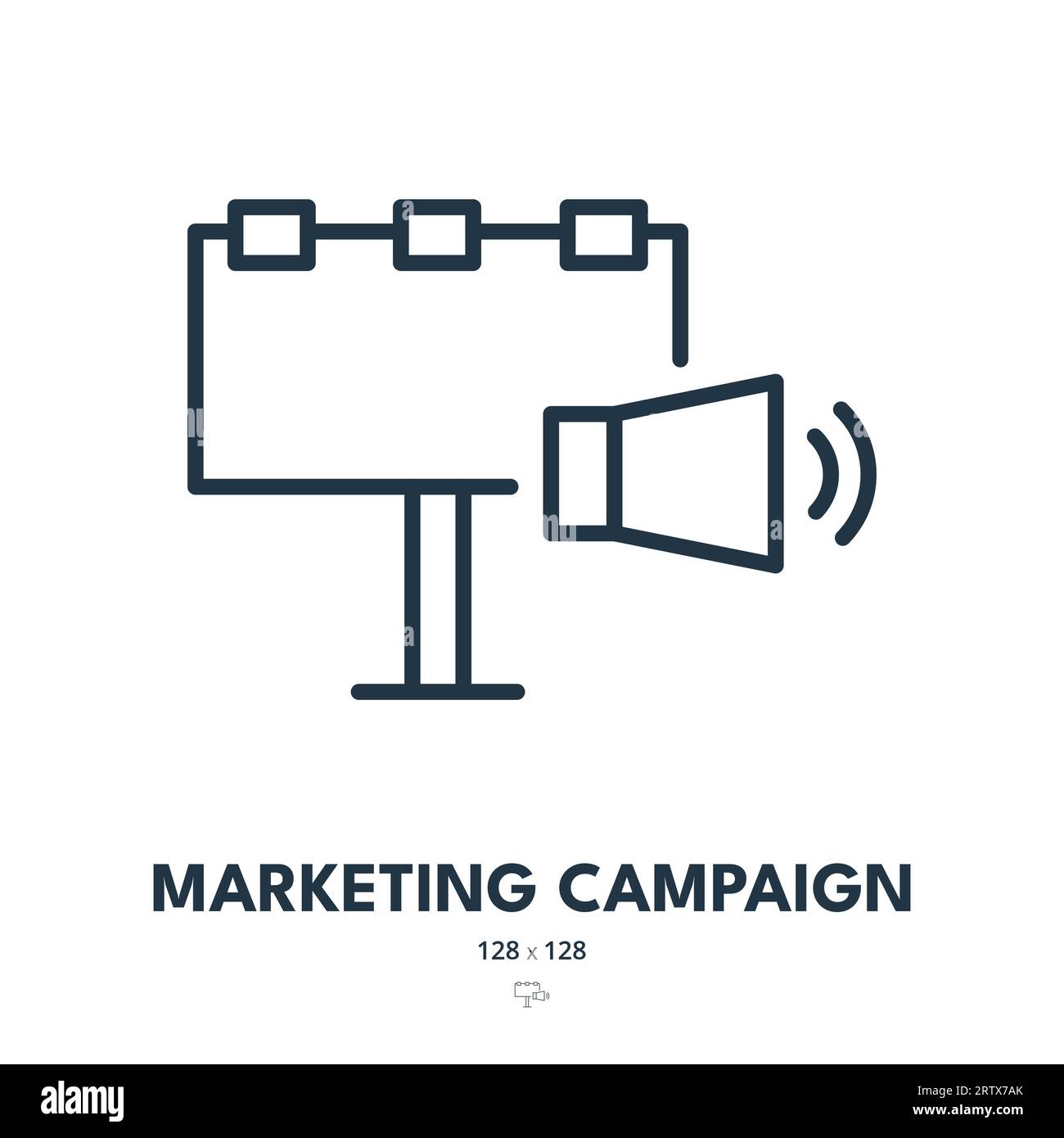 Icône campagne marketing. Publicité, promotion, médias. Contour modifiable. Icône vecteur simple Illustration de Vecteur