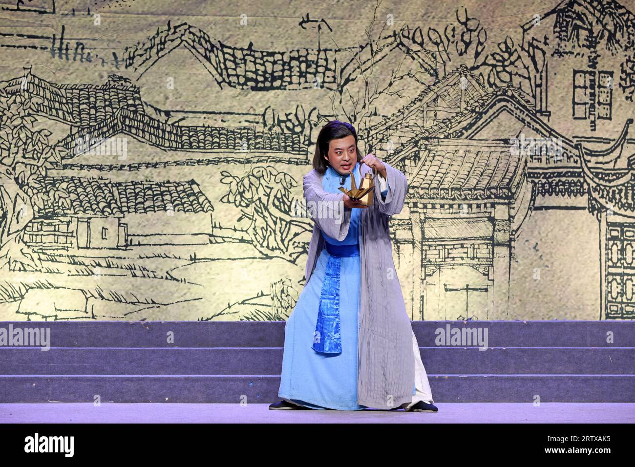 Tangshan, Chine - 21 décembre 2021 : photographies d'une représentation théâtrale traditionnelle chinoise, Chine du Nord Banque D'Images