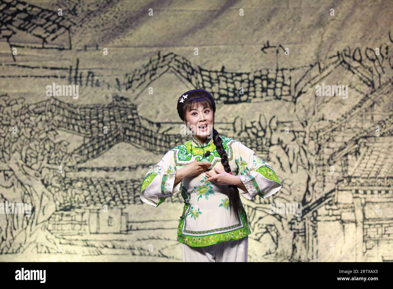 Tangshan, Chine - 21 décembre 2021 : photographies d'une représentation théâtrale traditionnelle chinoise, Chine du Nord Banque D'Images