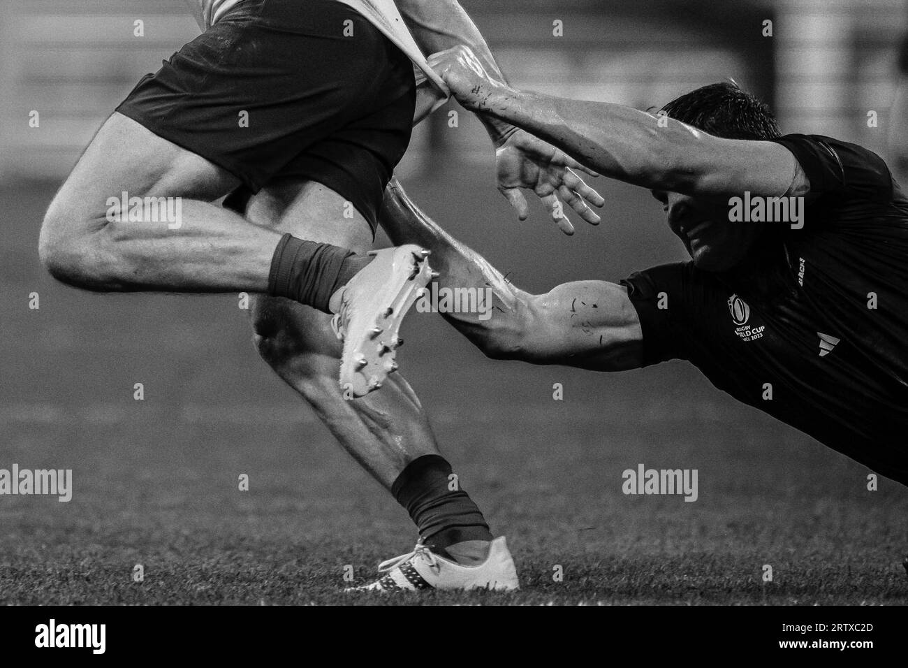 Action lors de la coupe du monde de Rugby 2023, poule A, match entre la France et la Nouvelle-Zélande au Stade de France à Saint-Denis, en périphérie de Paris le 8 septembre 2023. Photo Eliot Blondet/ABACAPRESS.COM Banque D'Images