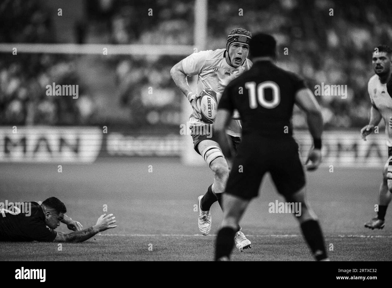 Action lors de la coupe du monde de Rugby 2023, poule A, match entre la France et la Nouvelle-Zélande au Stade de France à Saint-Denis, en périphérie de Paris le 8 septembre 2023. Photo Eliot Blondet/ABACAPRESS.COM Banque D'Images