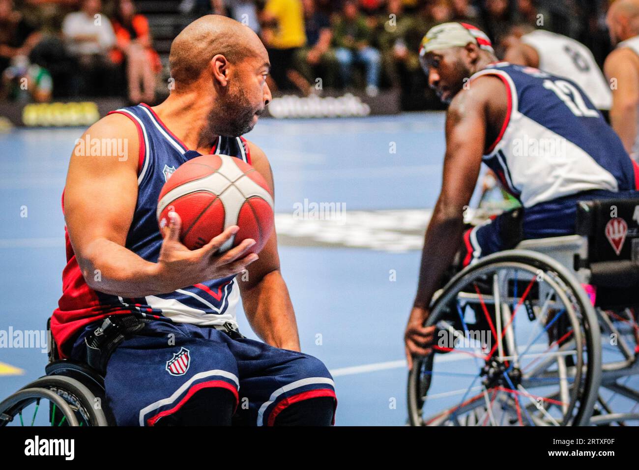 Match USA contre France, lors de la finale de basketball en fauteuil roulant, Jeux Invictus 2023, Düsseldorf, Allemagne Banque D'Images