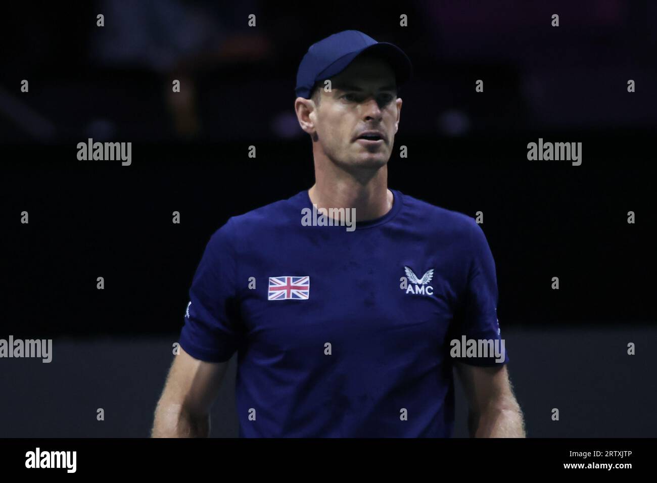 AO Arena, Manchester, Lancashire, Royaume-Uni. 15 septembre 2023. Andy Murray (GBR) se réchauffe avant le match de phase de groupe des finales de la coupe Davis 2023 contre la Suisse Credit : Touchlinepics/Alamy Live News Banque D'Images