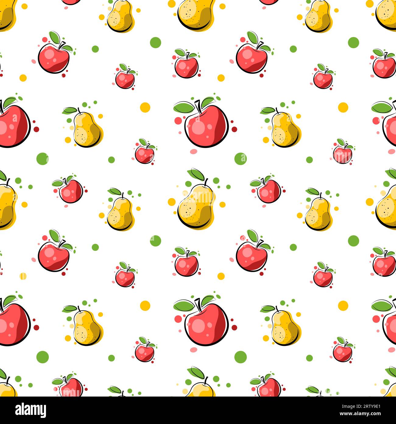 Patren sans couture avec des pommes et des poires Illustration de Vecteur