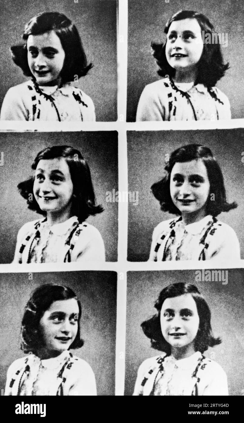 Amsterdam, pays-Bas c. 1938 six portraits d'Anne Frank. Banque D'Images