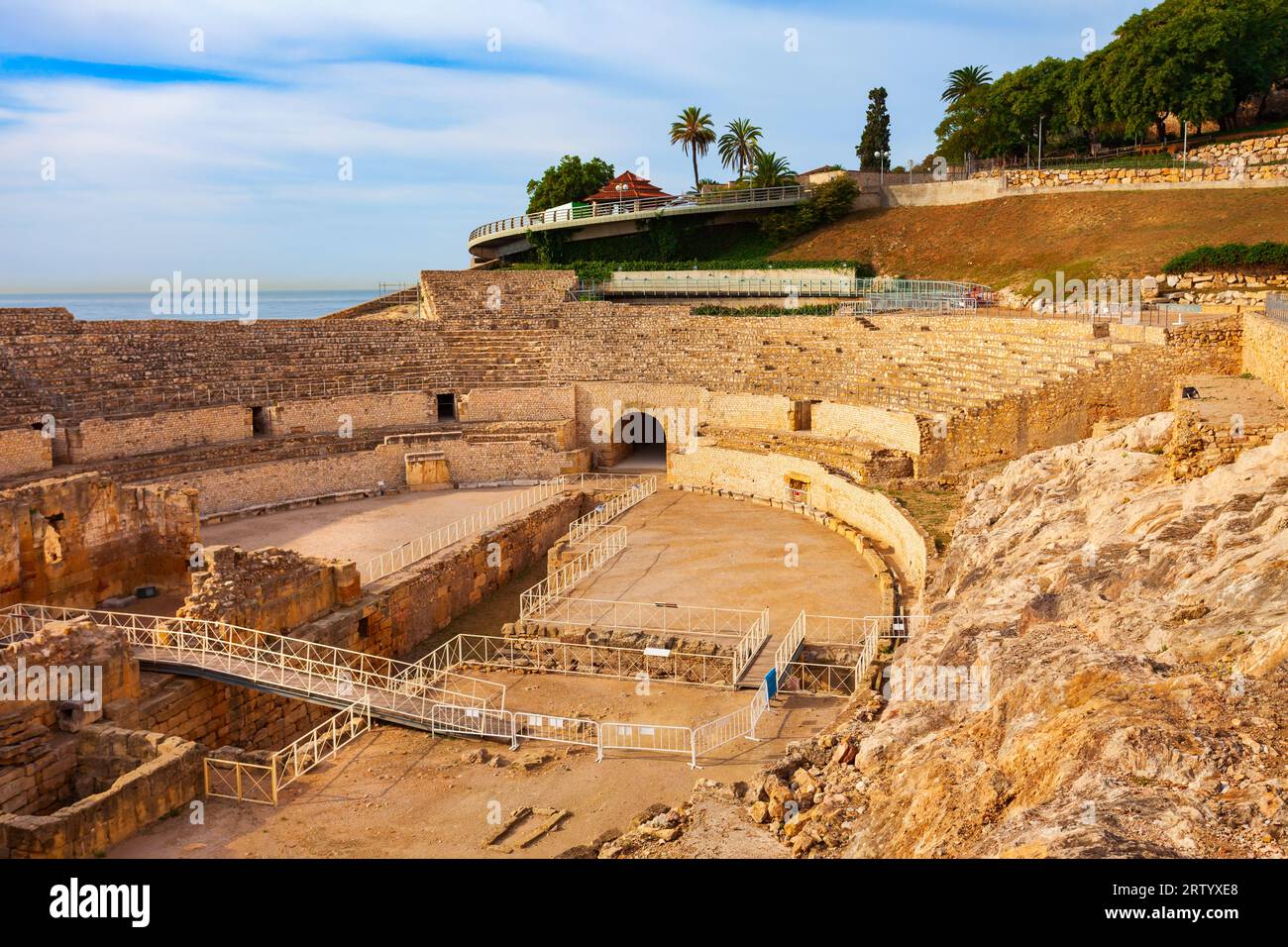 L'Amphithéâtre de Tarragone est un amphithéâtre romain situé dans la ville de Tarragone, en Catalogne, en Espagne. Banque D'Images