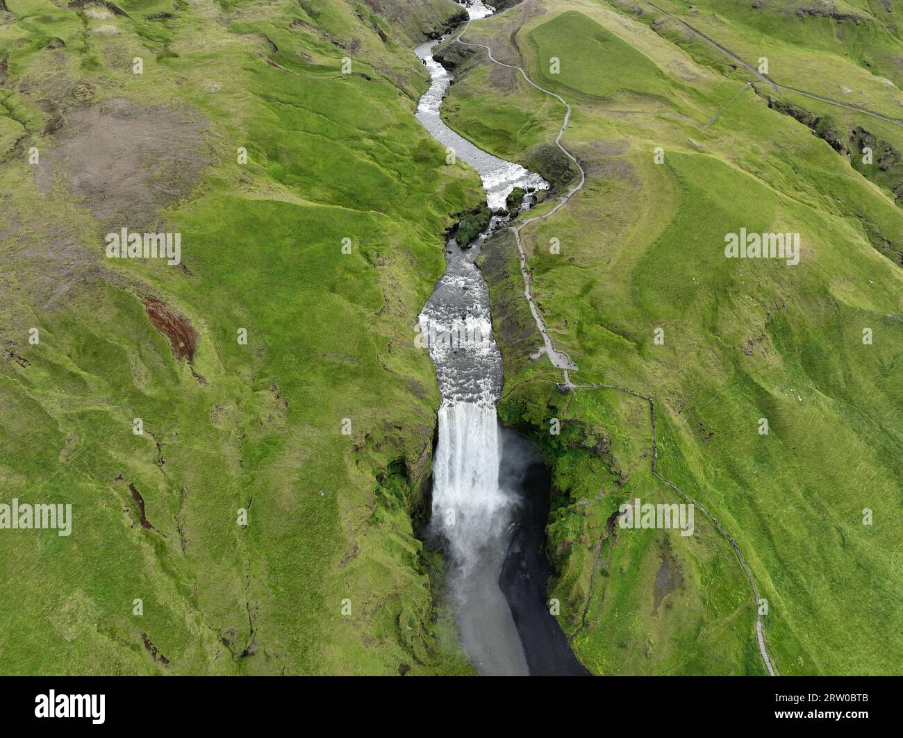 Vue aérienne de la cascade Gullfoss Banque D'Images