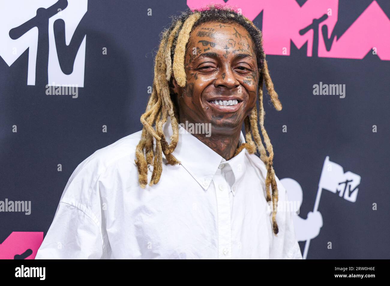 NEWARK, NEW JERSEY, États-Unis - 12 SEPTEMBRE : Lil Wayne pose dans la salle de presse aux MTV Video Music Awards 2023 qui se sont tenus au Prudential Center le 12 septembre 2023 à Newark, New Jersey, États-Unis. (Photo de Xavier Collin/image Press Agency) Banque D'Images