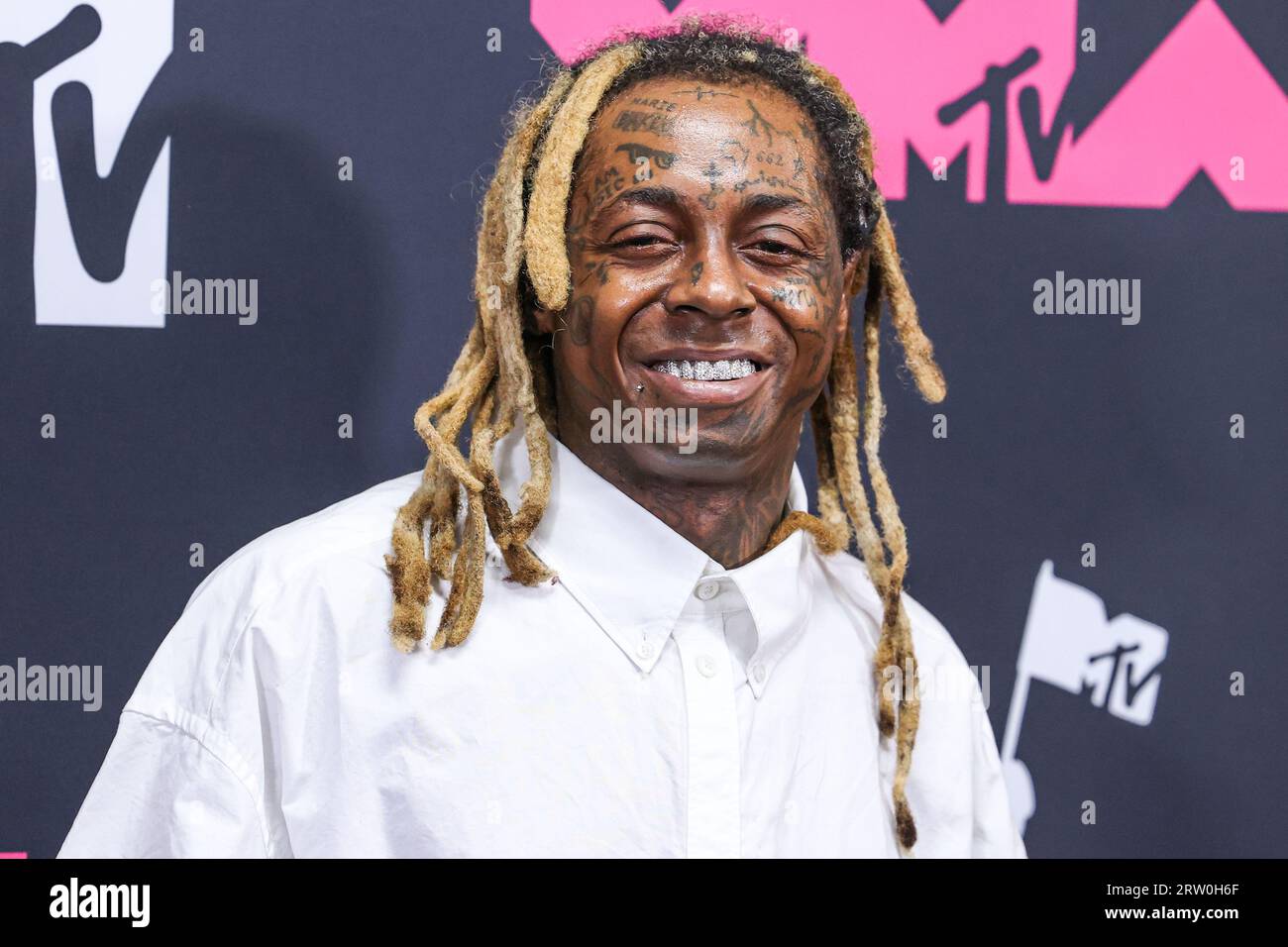 NEWARK, NEW JERSEY, États-Unis - 12 SEPTEMBRE : Lil Wayne pose dans la salle de presse aux MTV Video Music Awards 2023 qui se sont tenus au Prudential Center le 12 septembre 2023 à Newark, New Jersey, États-Unis. (Photo de Xavier Collin/image Press Agency) Banque D'Images