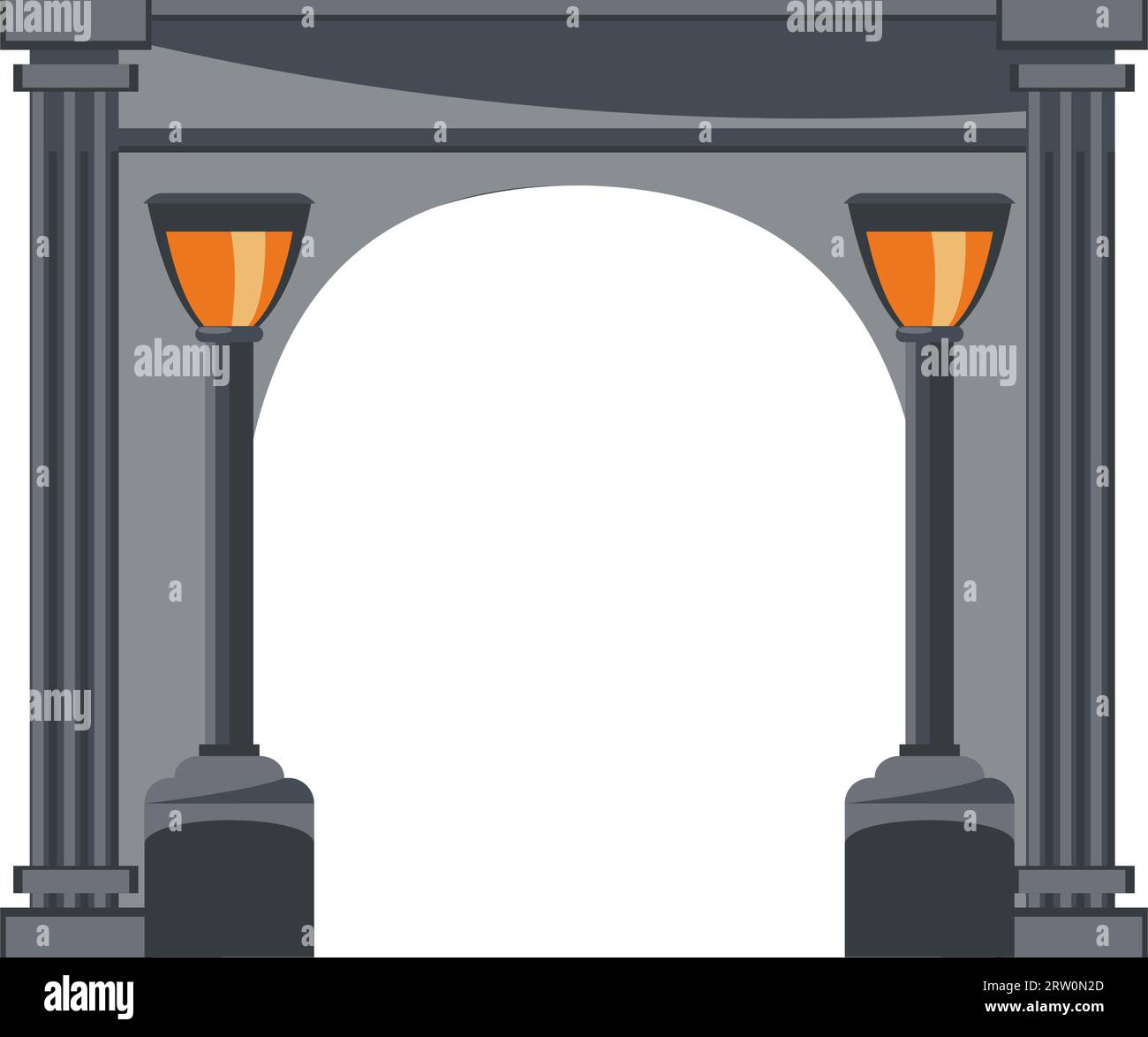 Arche avec lampe de poche de rue. Entrée avec lampadaires. Illustration vectorielle. Illustration de Vecteur