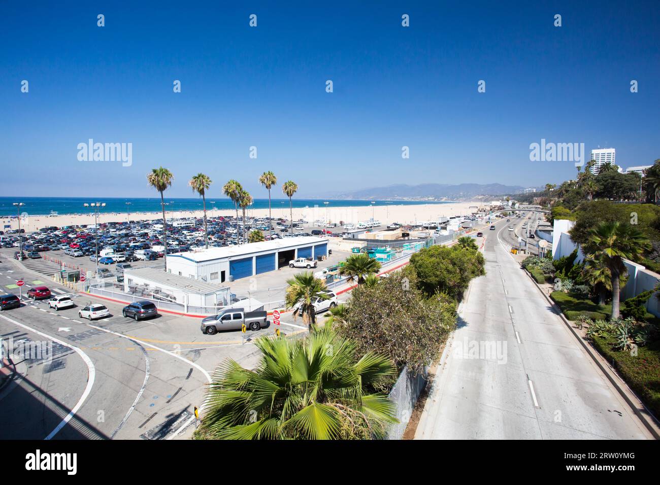La Pacific Coast Highway vue de Santa Monica à Los Angeles, Californie, États-Unis Banque D'Images