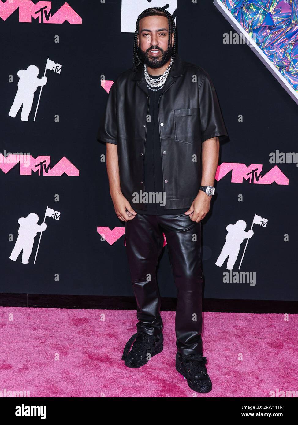 NEWARK, NEW JERSEY, États-Unis - 12 SEPTEMBRE : French Montana arrive aux MTV Video Music Awards 2023 qui se tiennent au Prudential Center le 12 septembre 2023 à Newark, New Jersey, États-Unis. (Photo de Xavier Collin/image Press Agency) Banque D'Images