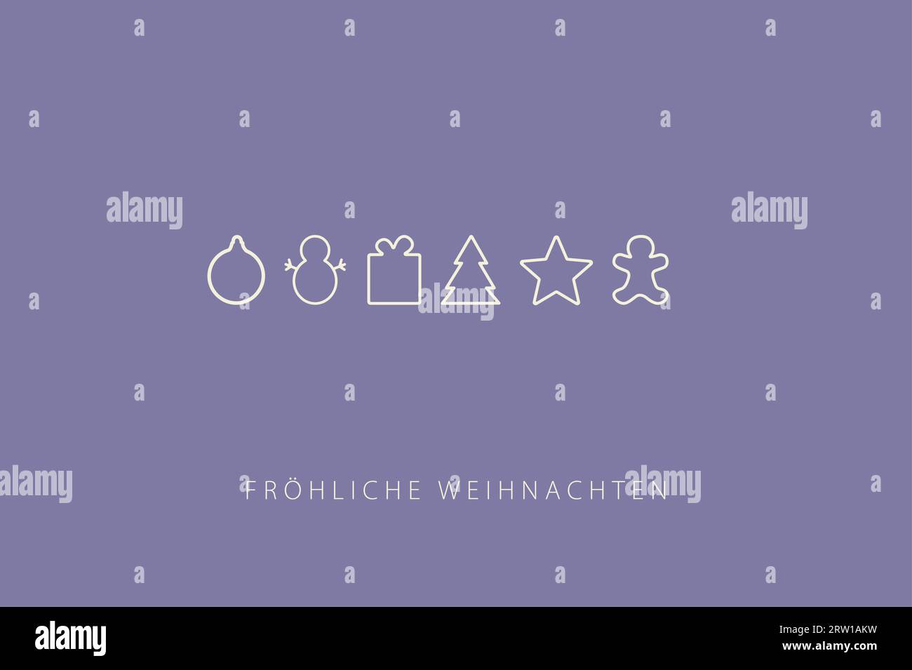 Carte de voeux avec lettrage Joyeux Noël en allemand (Frohe Weihnachten) et décorations de noël