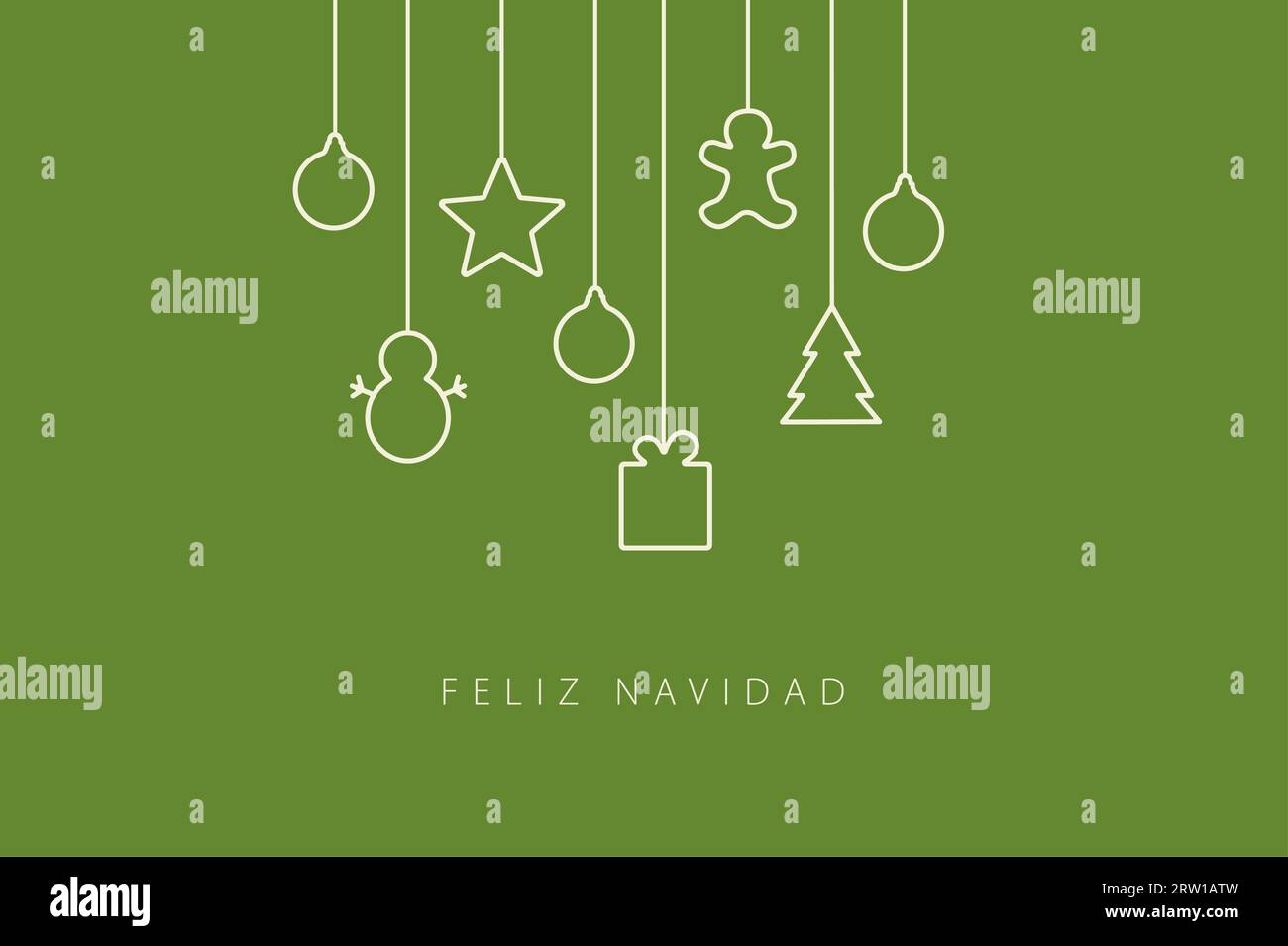 Carte de voeux avec lettrage Joyeux Noël en espagnol (Feliz Navidad) et