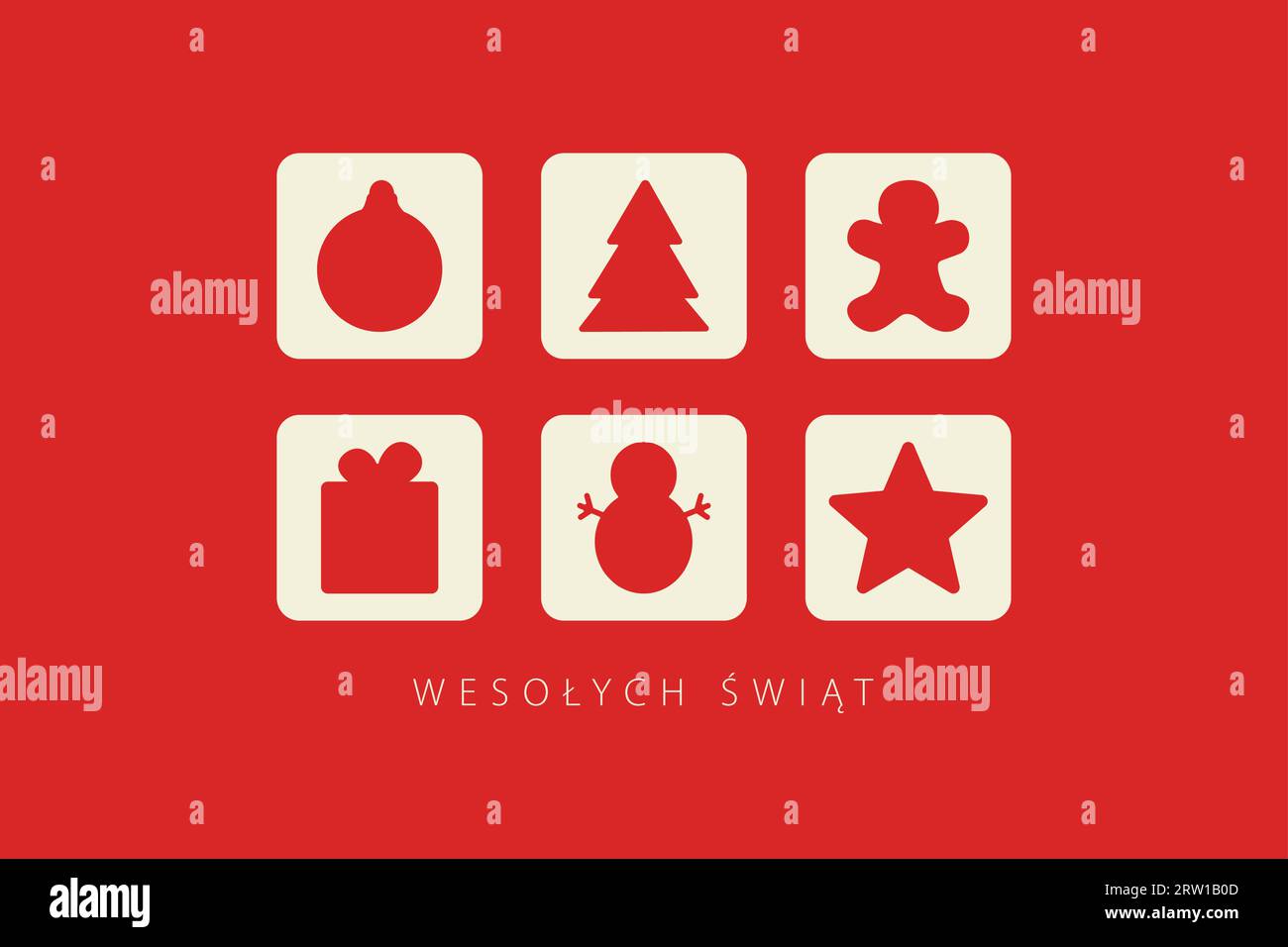 Carte de voeux avec lettrage Joyeux Noël en polonais (Wesołych Świąt