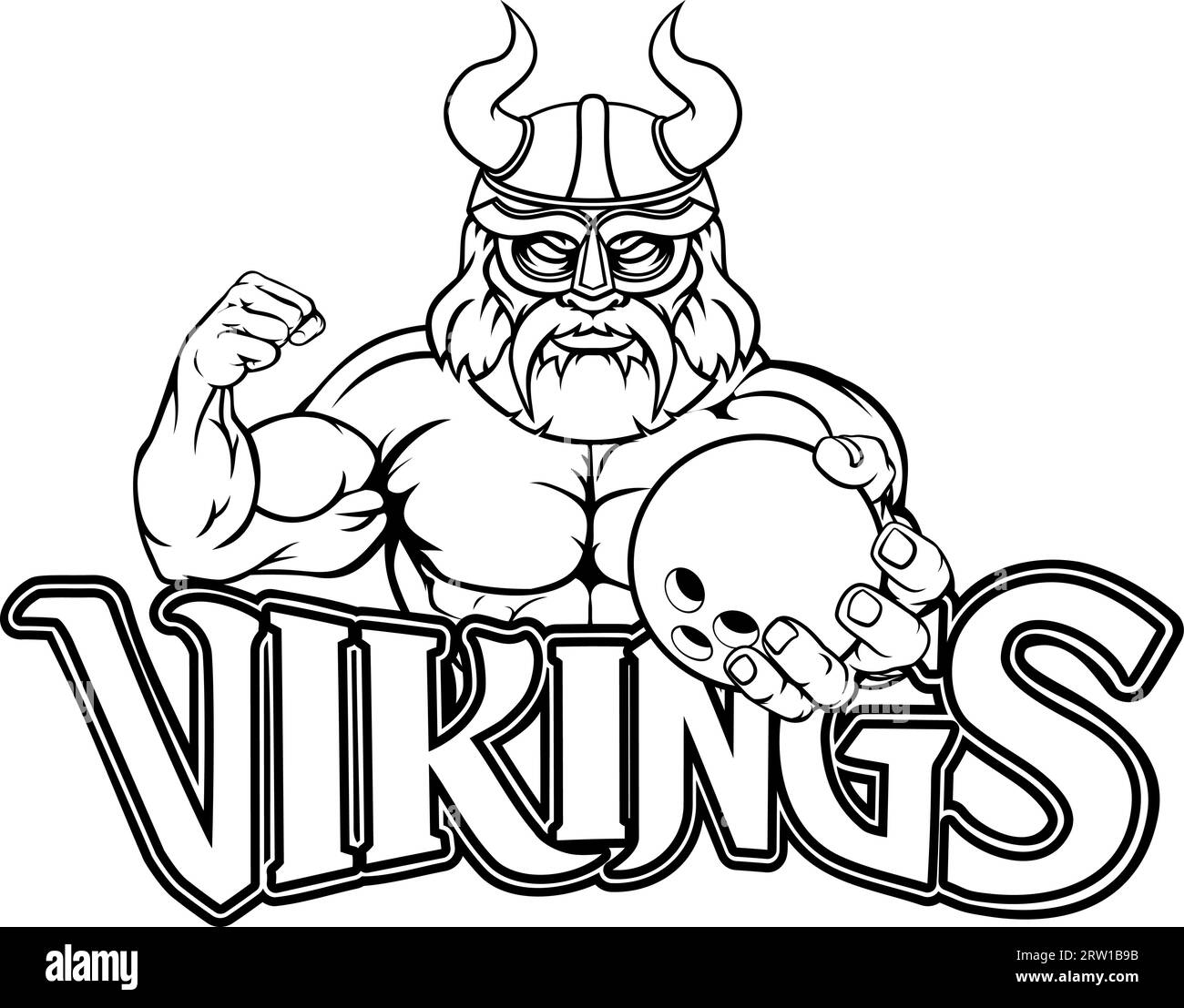 Sports Bowling Viking Mascot Illustration de Vecteur