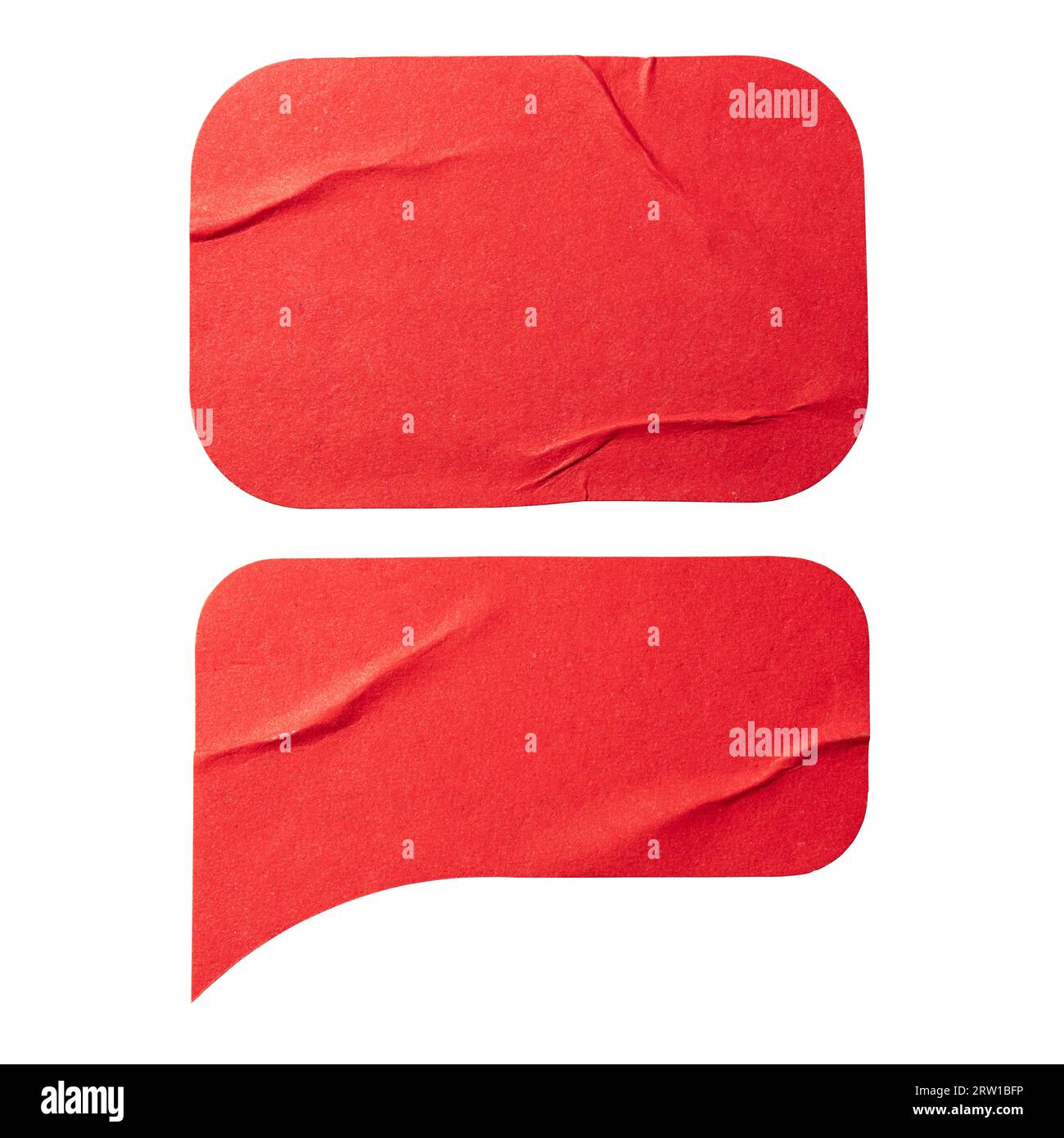 Papier en forme de ballon de pensée rouge sur fond blanc avec le chemin de détourage Banque D'Images