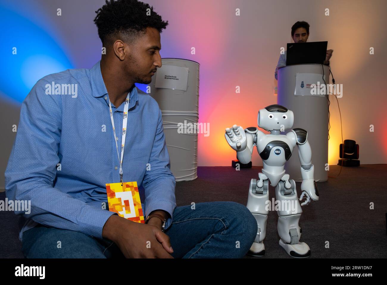 07.07.2022, Allemagne, Brême, Brême - robot équipé d'IA dans le Centre de transfert pour l'intelligence artificielle BREMEN.ai (entre les entreprises et la science) pr Banque D'Images