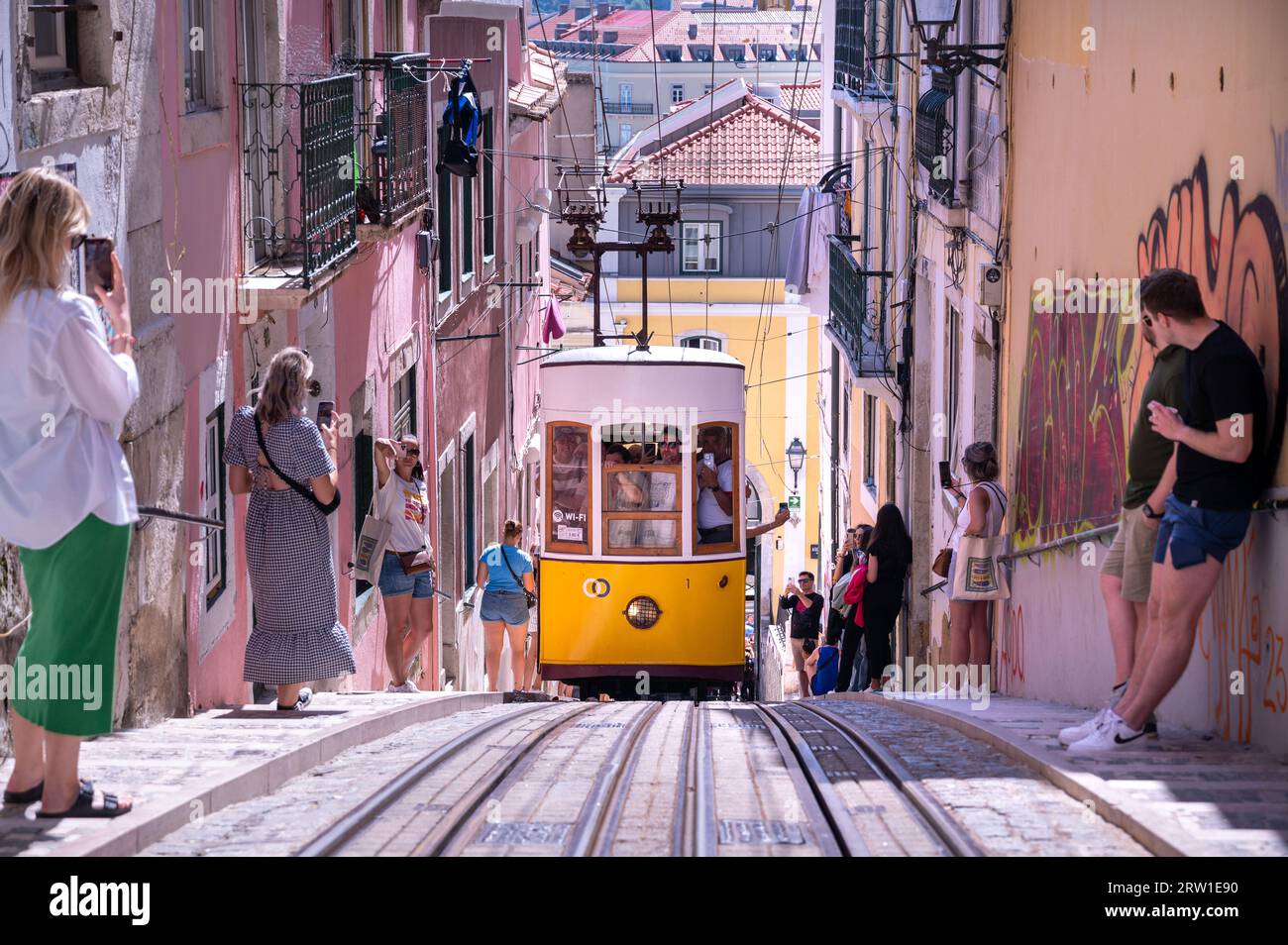 Tramways vintage à Lisbonne Banque D'Images