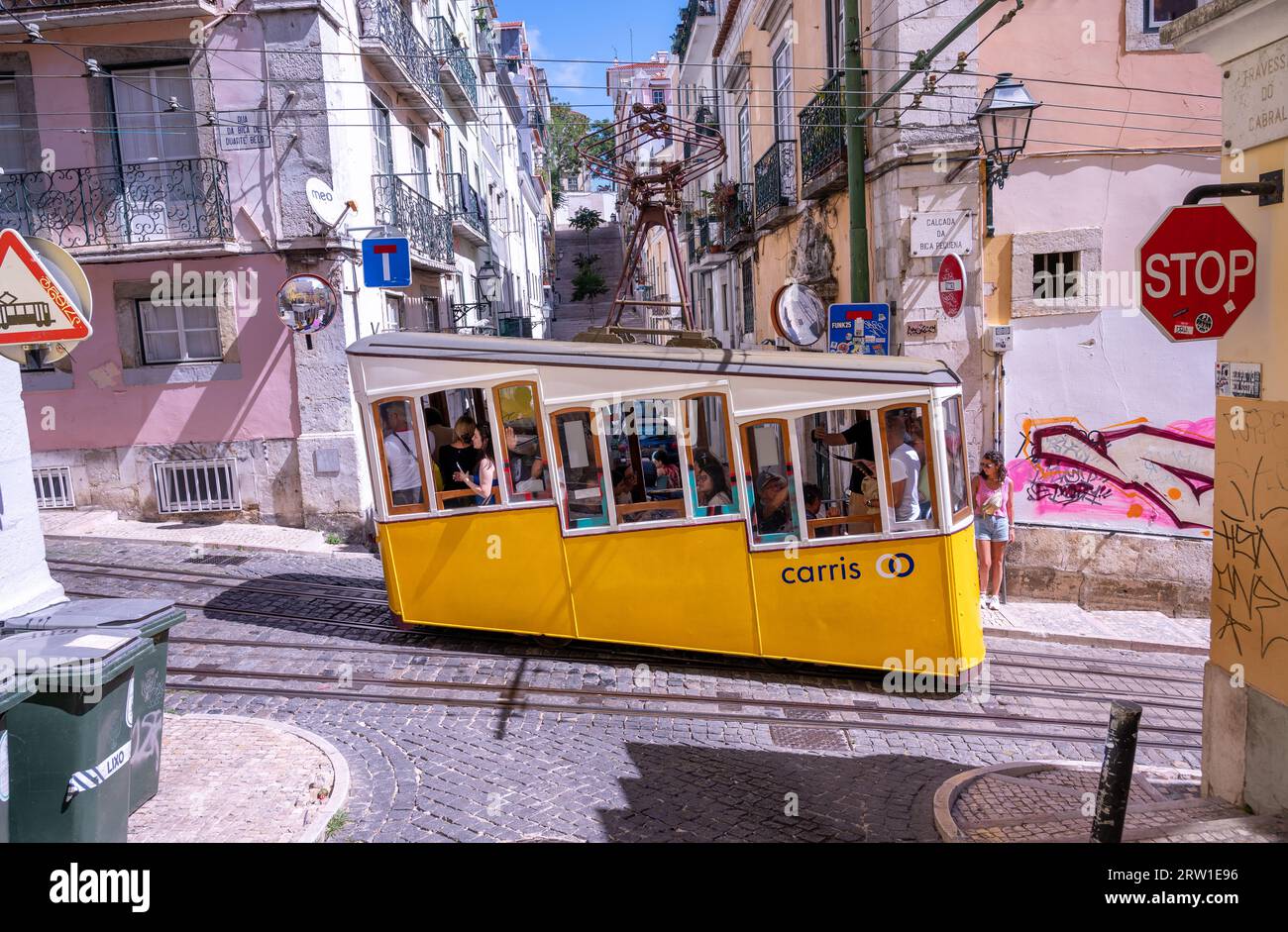 Tramways vintage à Lisbonne Banque D'Images