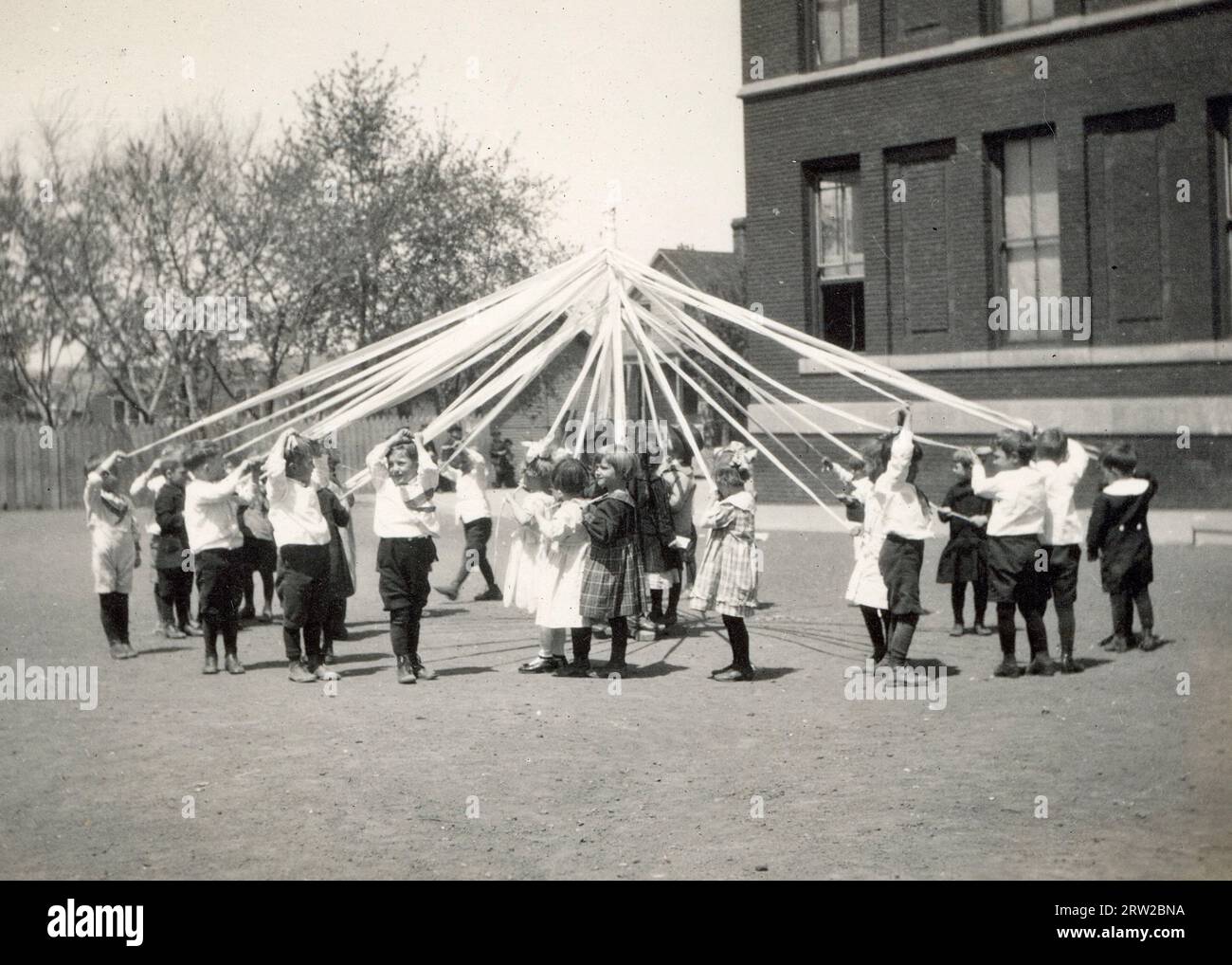 Maypole début des années 1900, May Pole Dance Banque D'Images