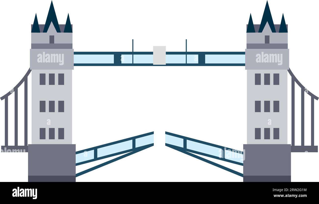 Dessin plat coloré simple du TOWER BRIDGE, LONDRES Illustration de Vecteur