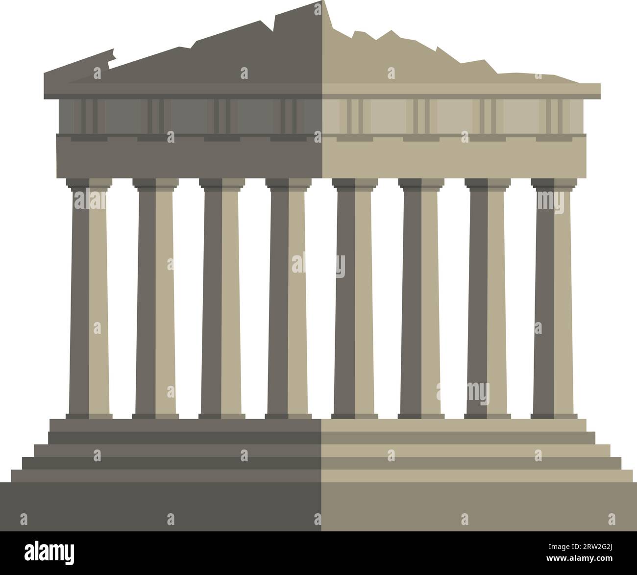 Dessin plat pastel clair de l'ACROPOLE D'ATHÈNES, ATHÈNES Illustration de Vecteur