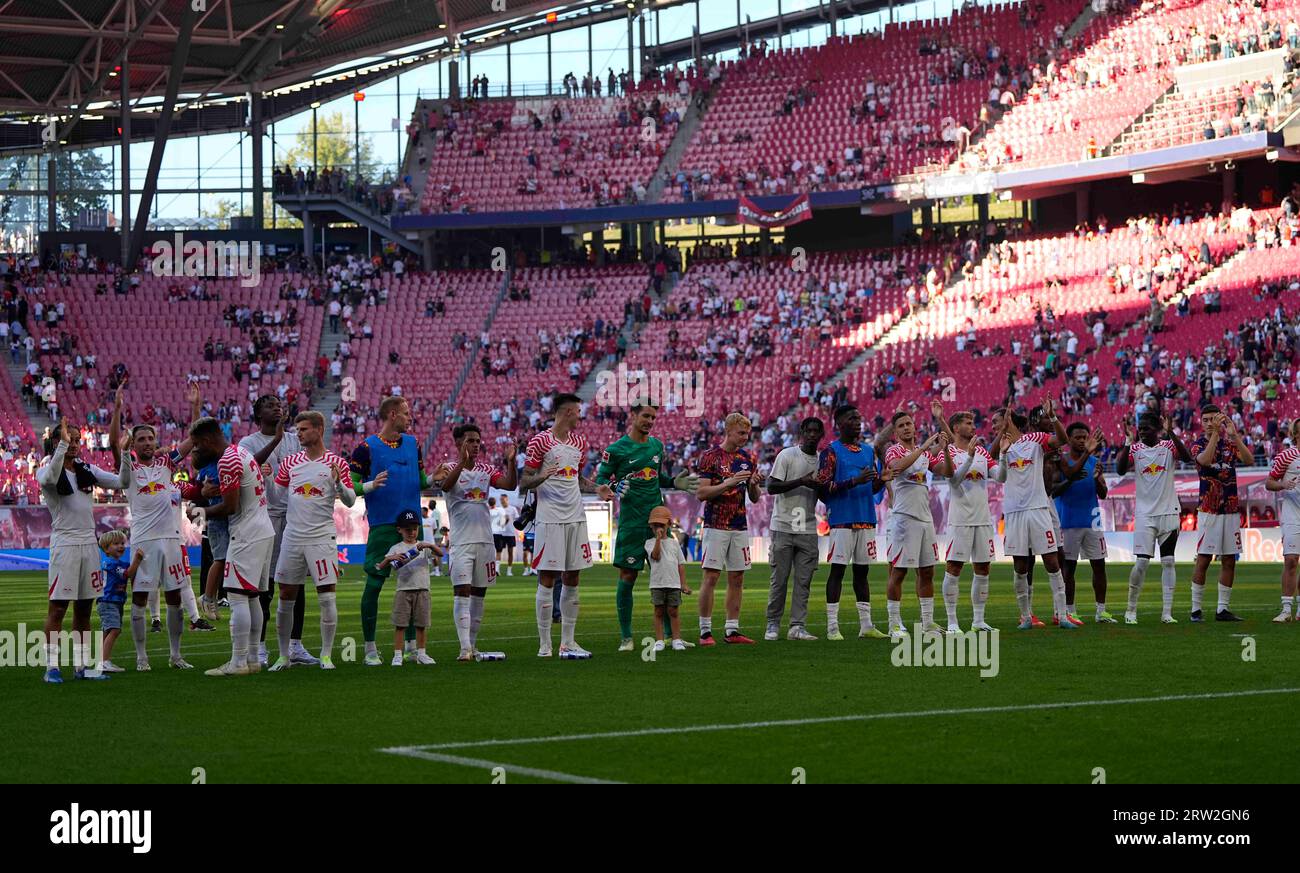 September 16 2023: . RB Leipzig team during a 1. Bundesliga game, RB Leipzig vs FC Augsburg, at Red Bull Arena, Leipzig, Germany. Kim Price/CSM (Credit Image: © Kim Price/Cal Sport Media) (Cal Sport Media via AP Images) Banque D'Images