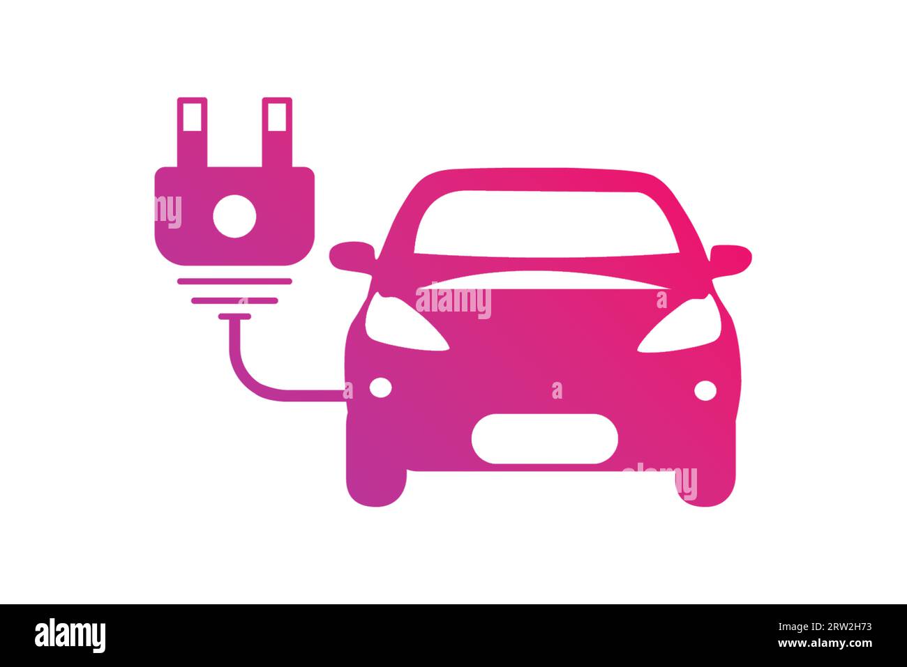 Icône de charge de la prise de la voiture électrique et du câble électrique isolée sur fond blanc. Panneau de chargement de voiture électrique. Écotechnologies renouvelables. Définir les icônes. Banque D'Images