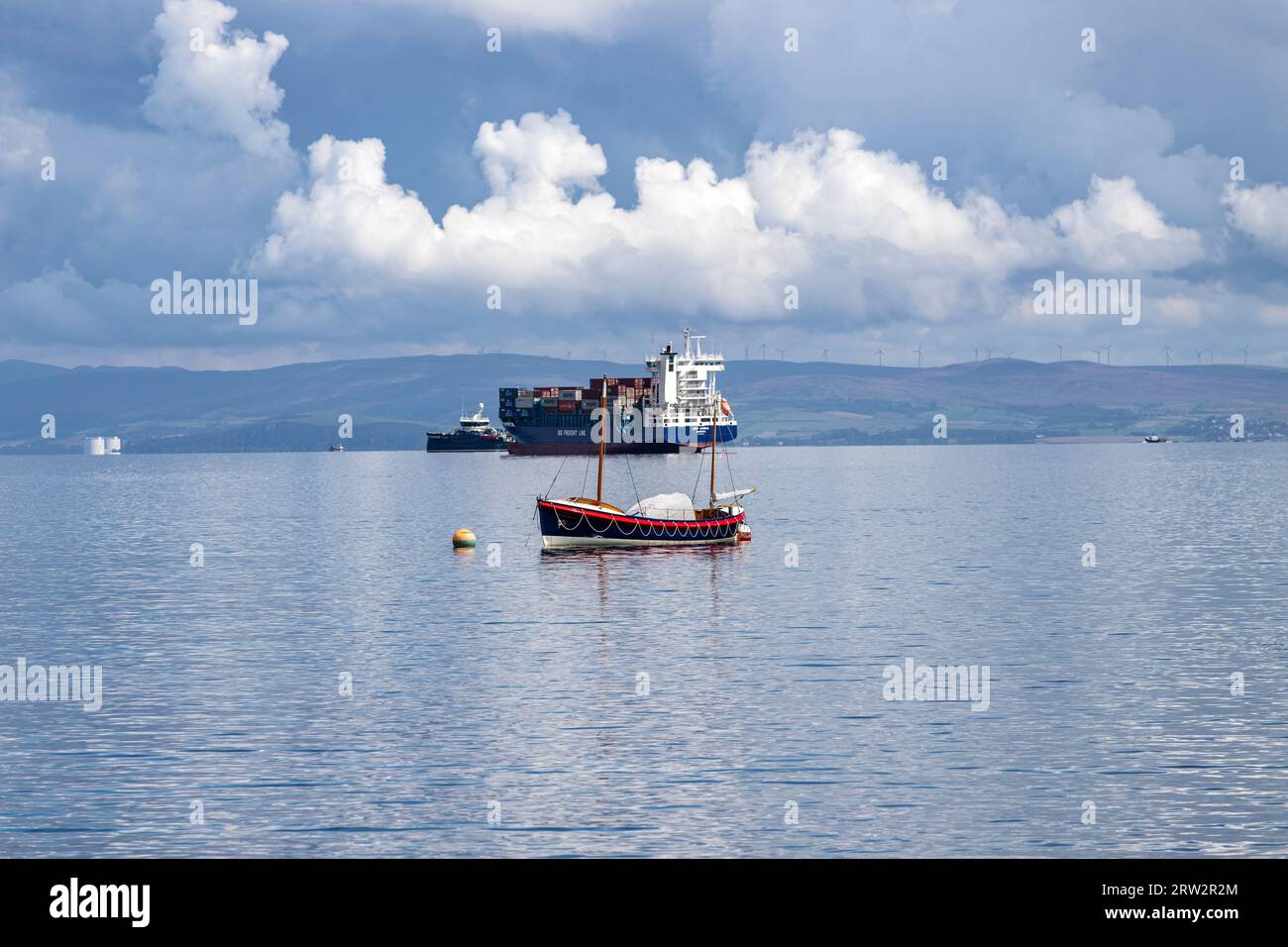 L'embarcation de sauvetage d'époque restaurée `Herbert John, Brodick, île d'Arran, Firth of Clyde, Écosse, ROYAUME-UNI Banque D'Images