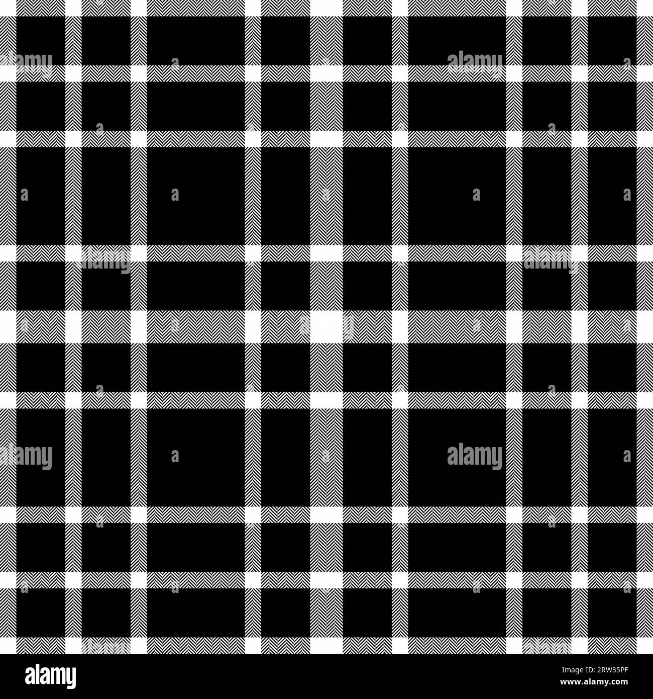 Fond de tissu textile de motif plaid sans couture avec un tartan de texture de vecteur de chèque dans des couleurs blanches et noires. Illustration de Vecteur