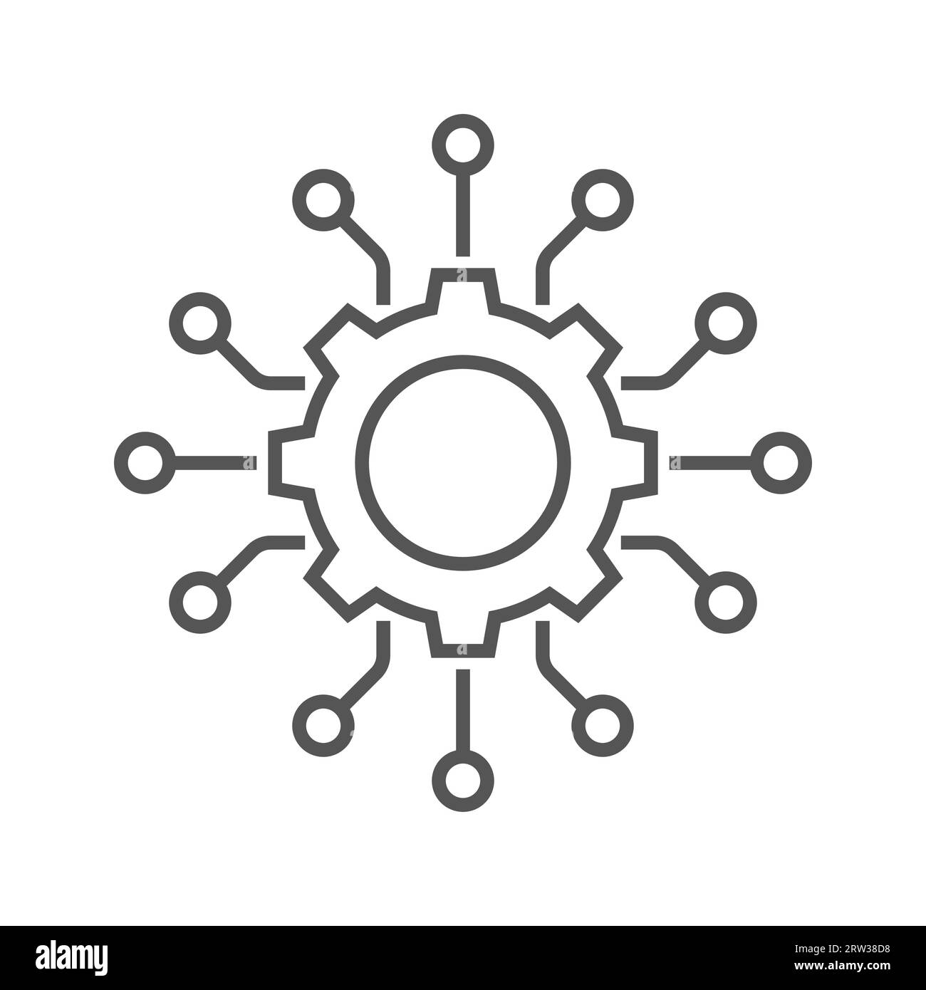 Icône d'intégration de données, développement de framework ou de technologie, logiciel ou api. Symbole de ligne fine sur fond blanc. Contour modifiable. SPE 10. Illustration de Vecteur
