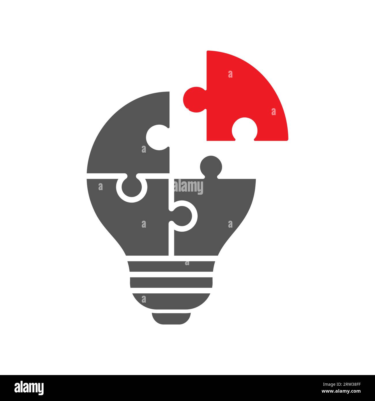 Ampoule faite de pièces de puzzle comme concept d'idée. Illustration de style plat. SPE 10. Illustration de Vecteur