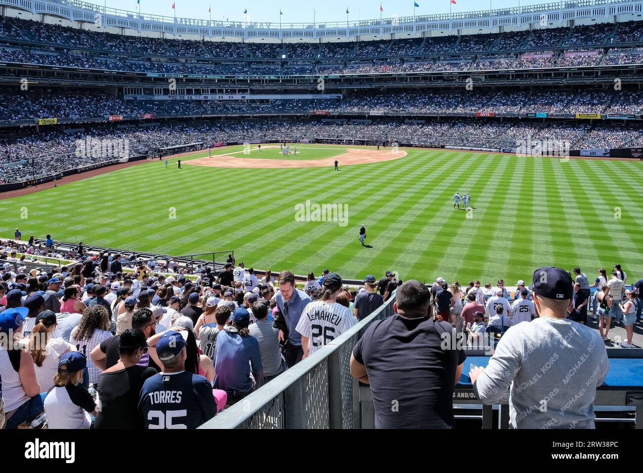 Détail architectural du Yankee Stadium, un stade de baseball et de soccer situé dans le Bronx, à New York, aux États-Unis. Banque D'Images