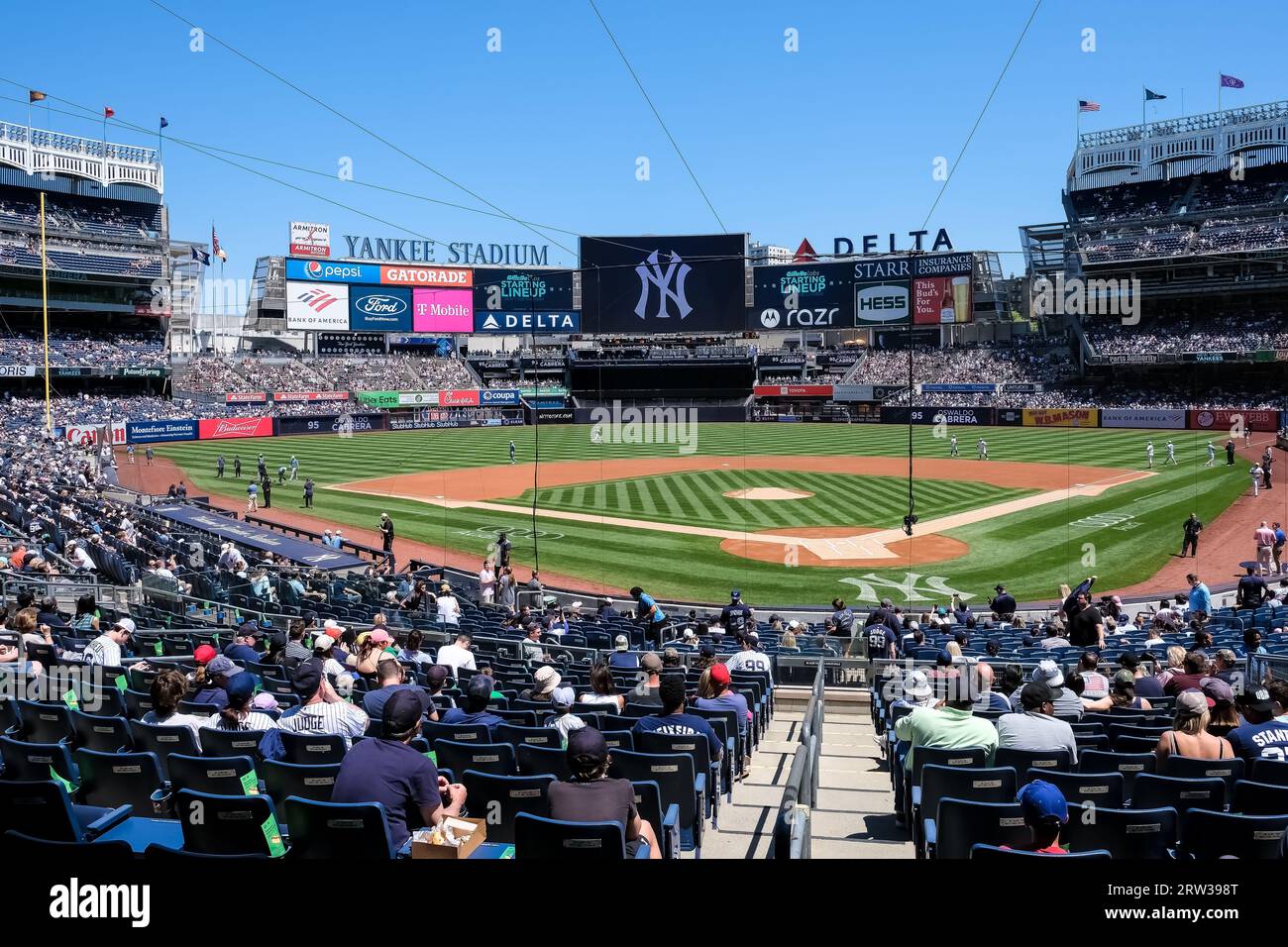 Détail architectural du Yankee Stadium, un stade de baseball et de soccer situé dans le Bronx, à New York, aux États-Unis. Banque D'Images