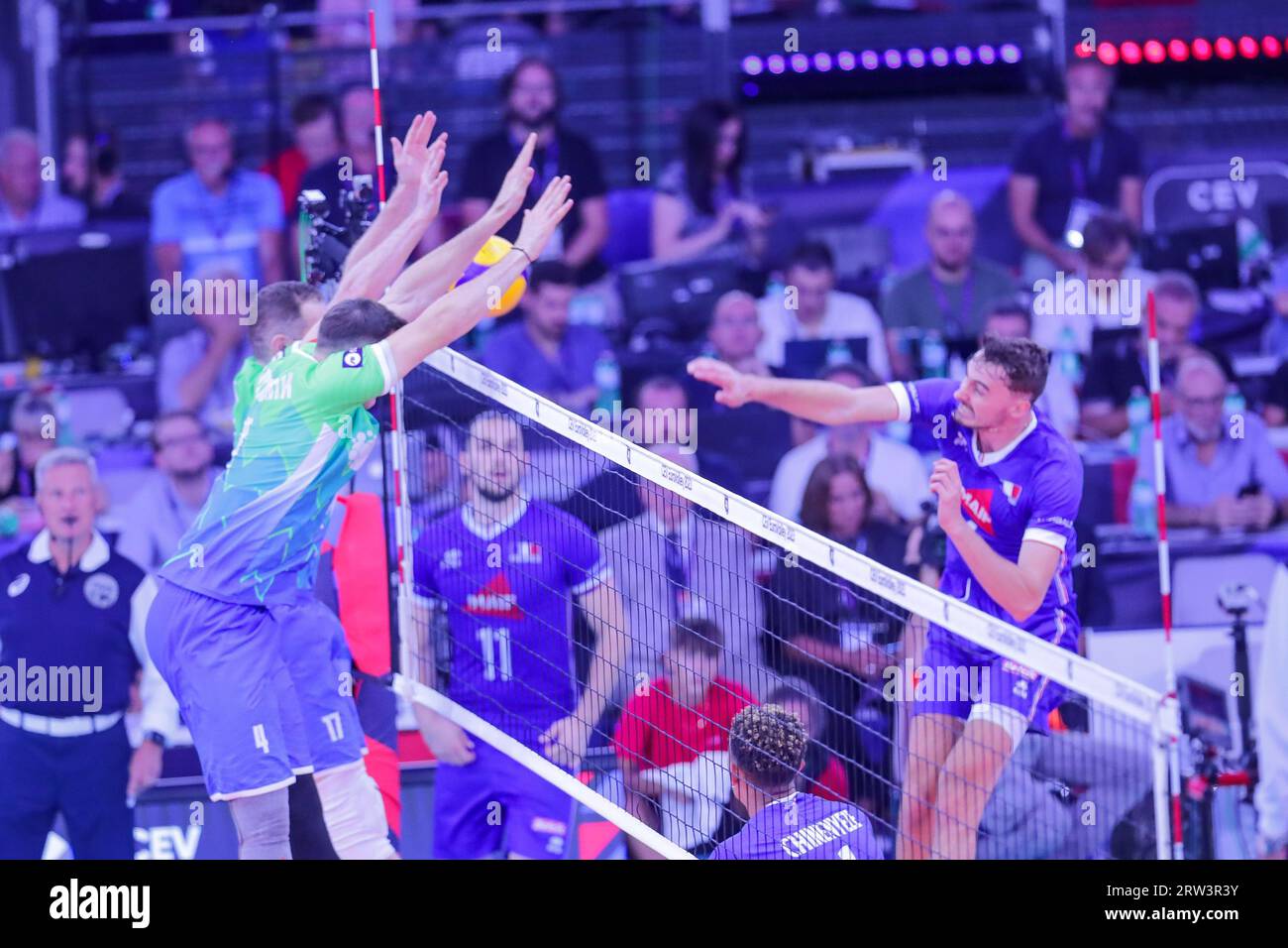 Rome, Italie. 16 septembre 2023. Jean Patry (France) lors de la finale de la médaille de bronze - France vs Slovénie, match CEV Eurovolley Men à Rome, Italie, septembre 16 2023 crédit : Agence de photo indépendante/Alamy Live News Banque D'Images