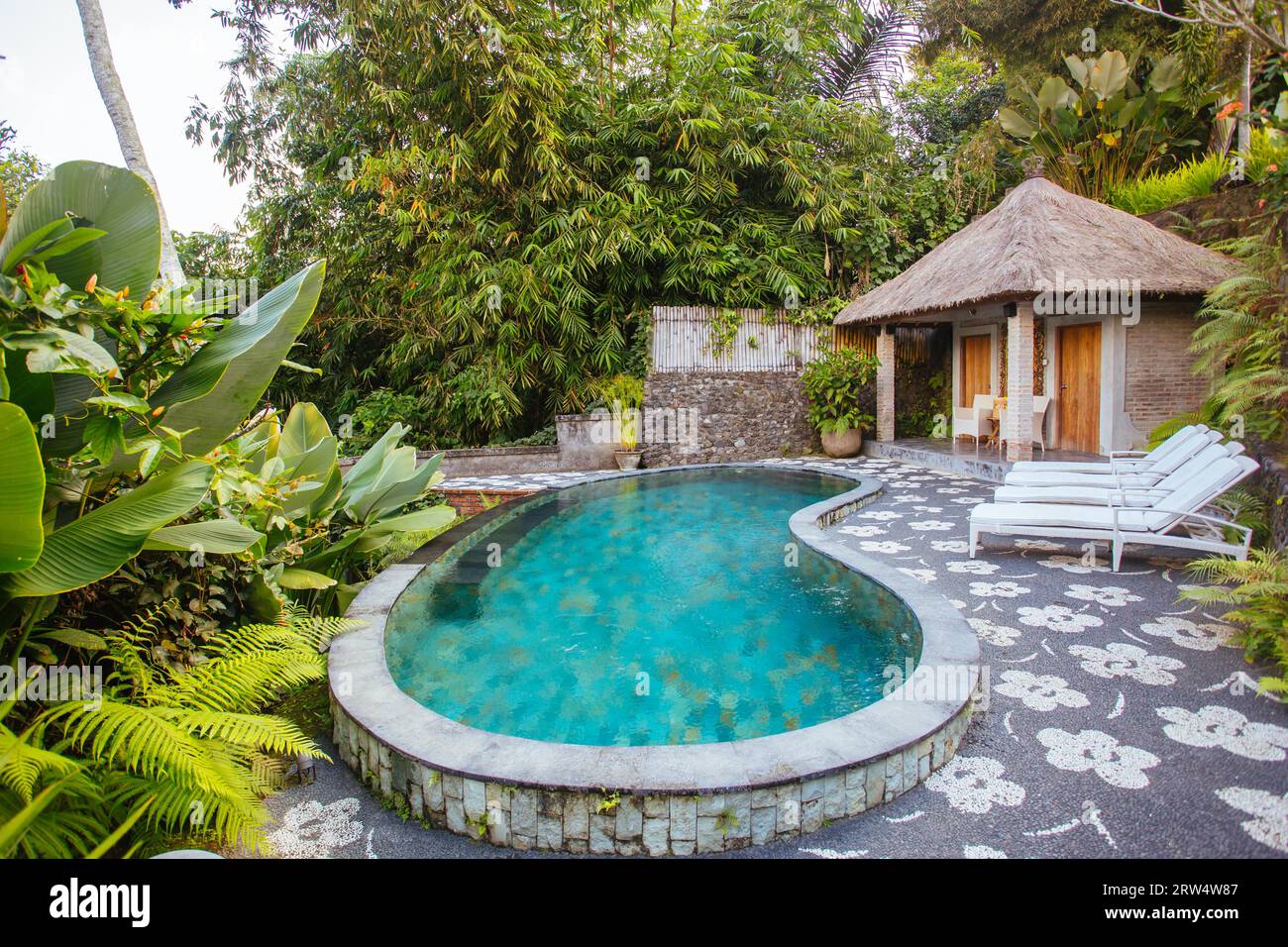 Villa de luxe au-dessus des rizières près d'Ubud, Bali, Indonésie Banque D'Images